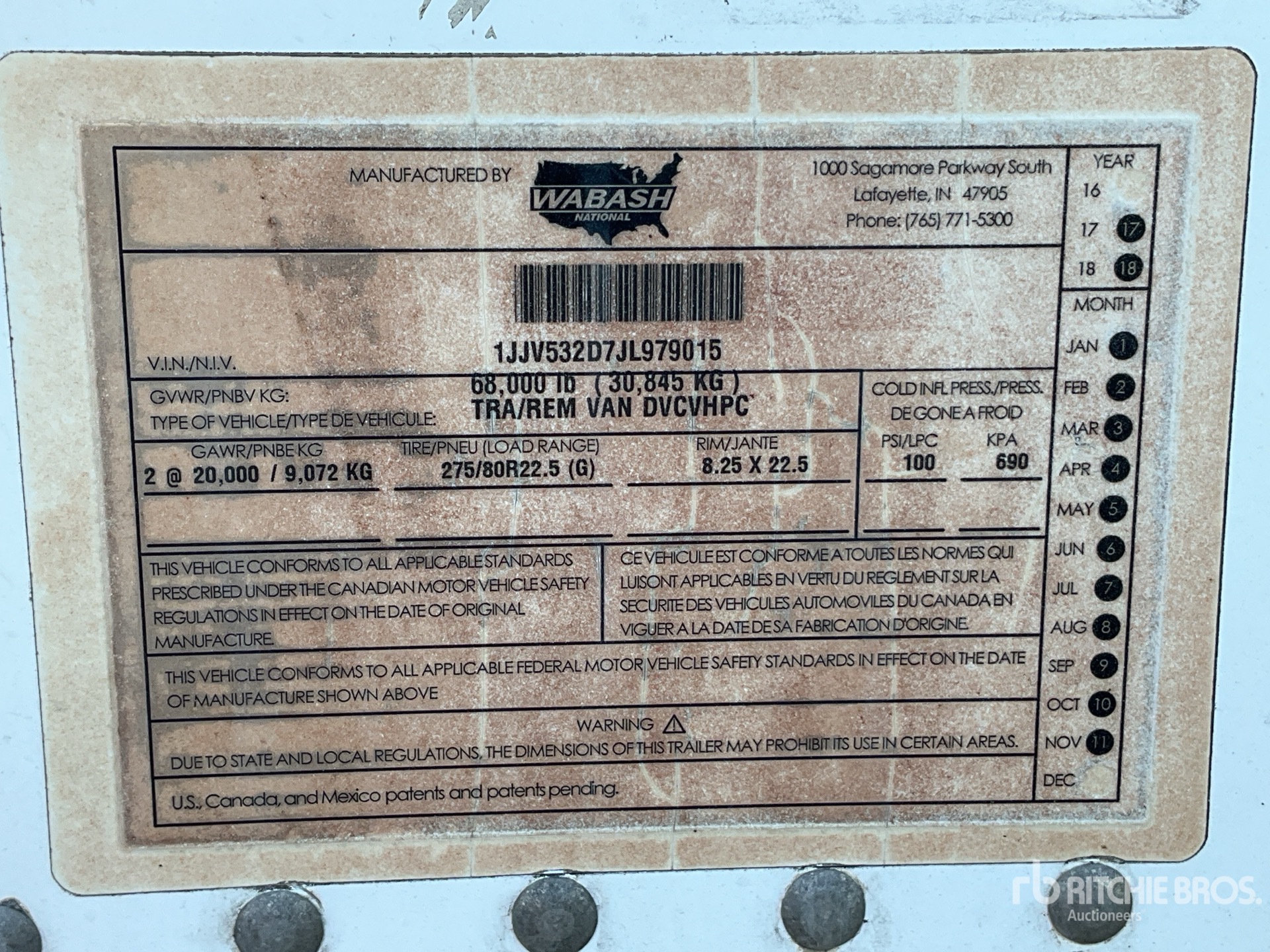 General Appearance with Serial Number / VIN