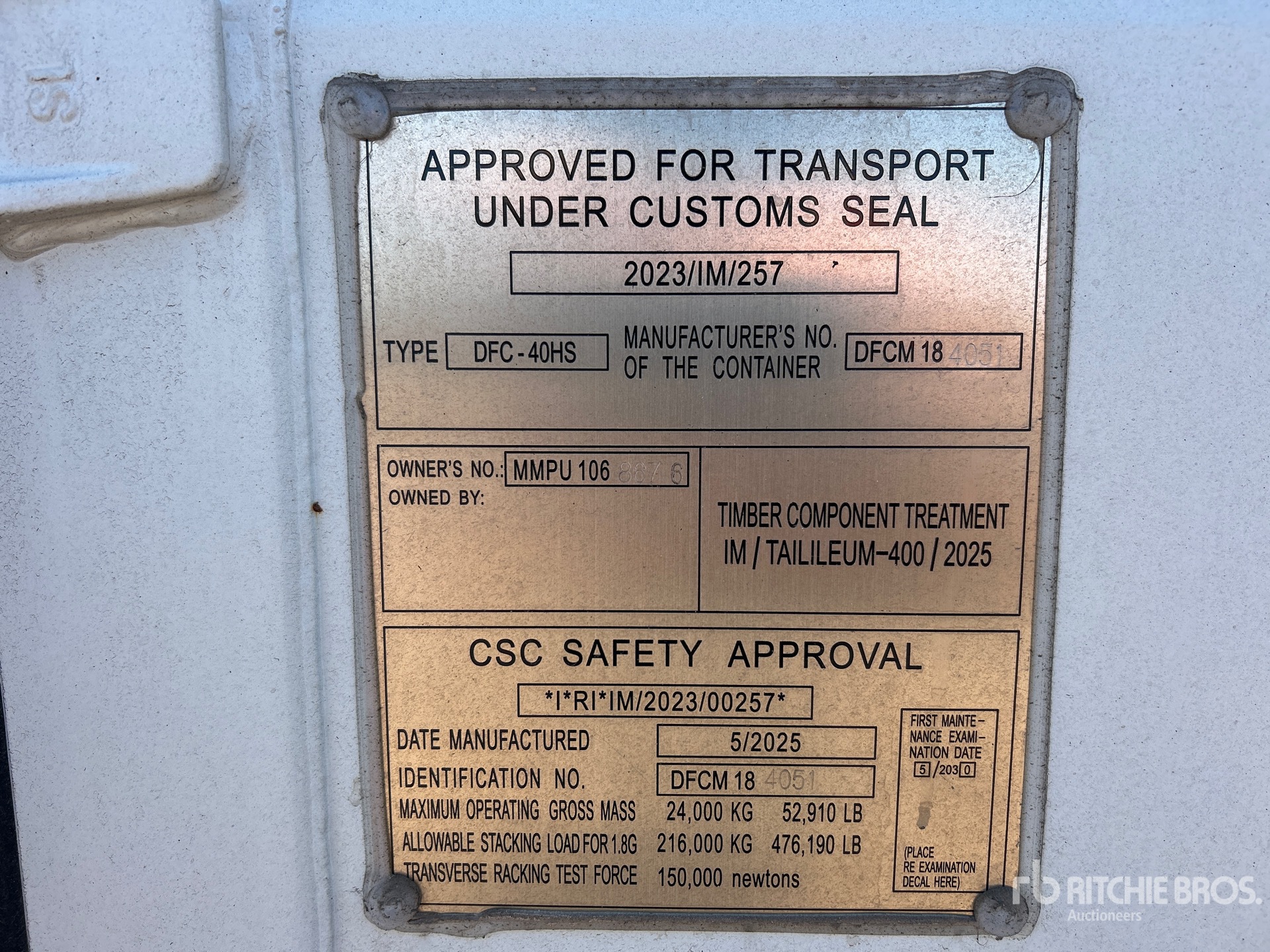 General Appearance with Serial Number / VIN