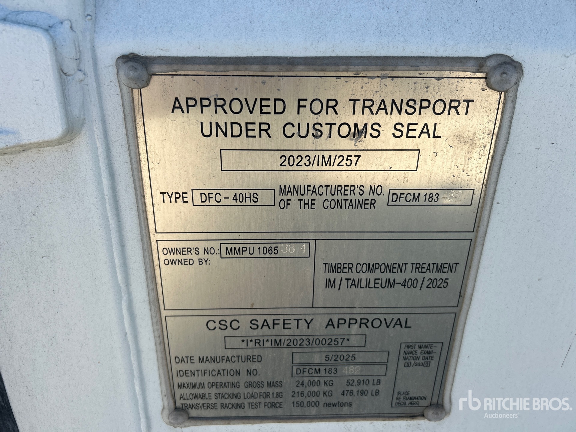 General Appearance with Serial Number / VIN