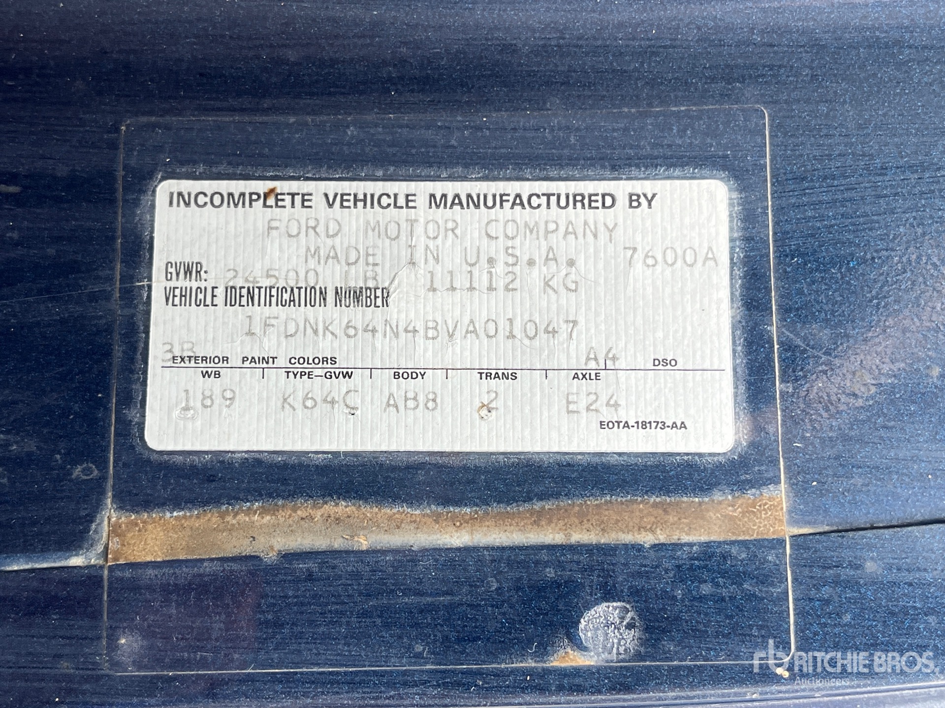 General Appearance with Serial Number / VIN