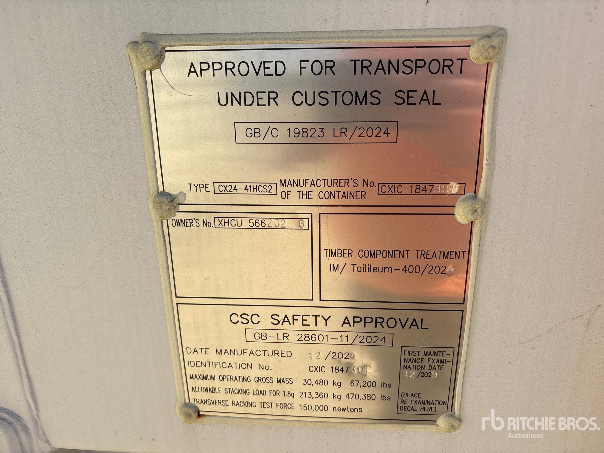General Appearance with Serial Number / VIN