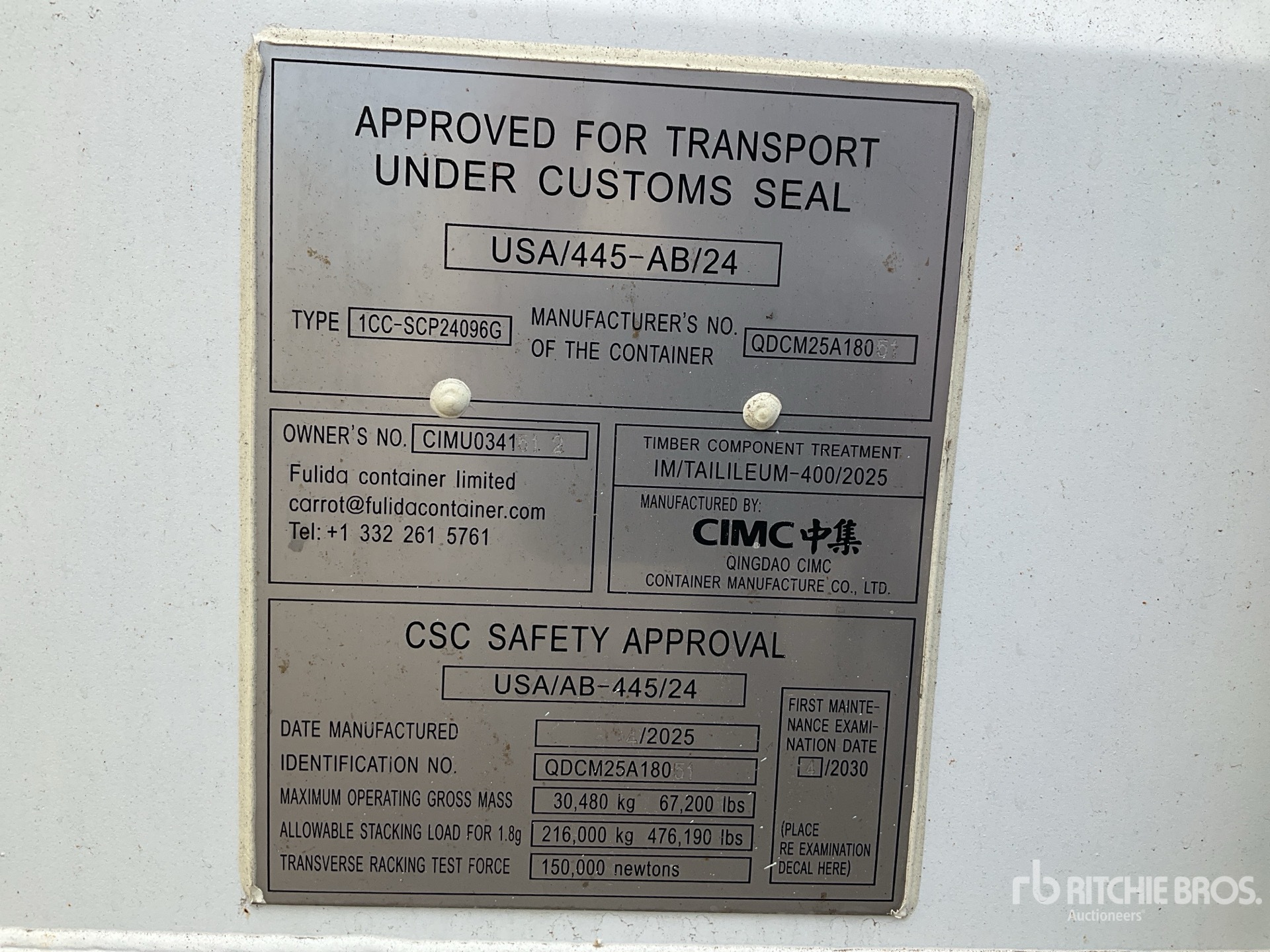 General Appearance with Serial Number / VIN