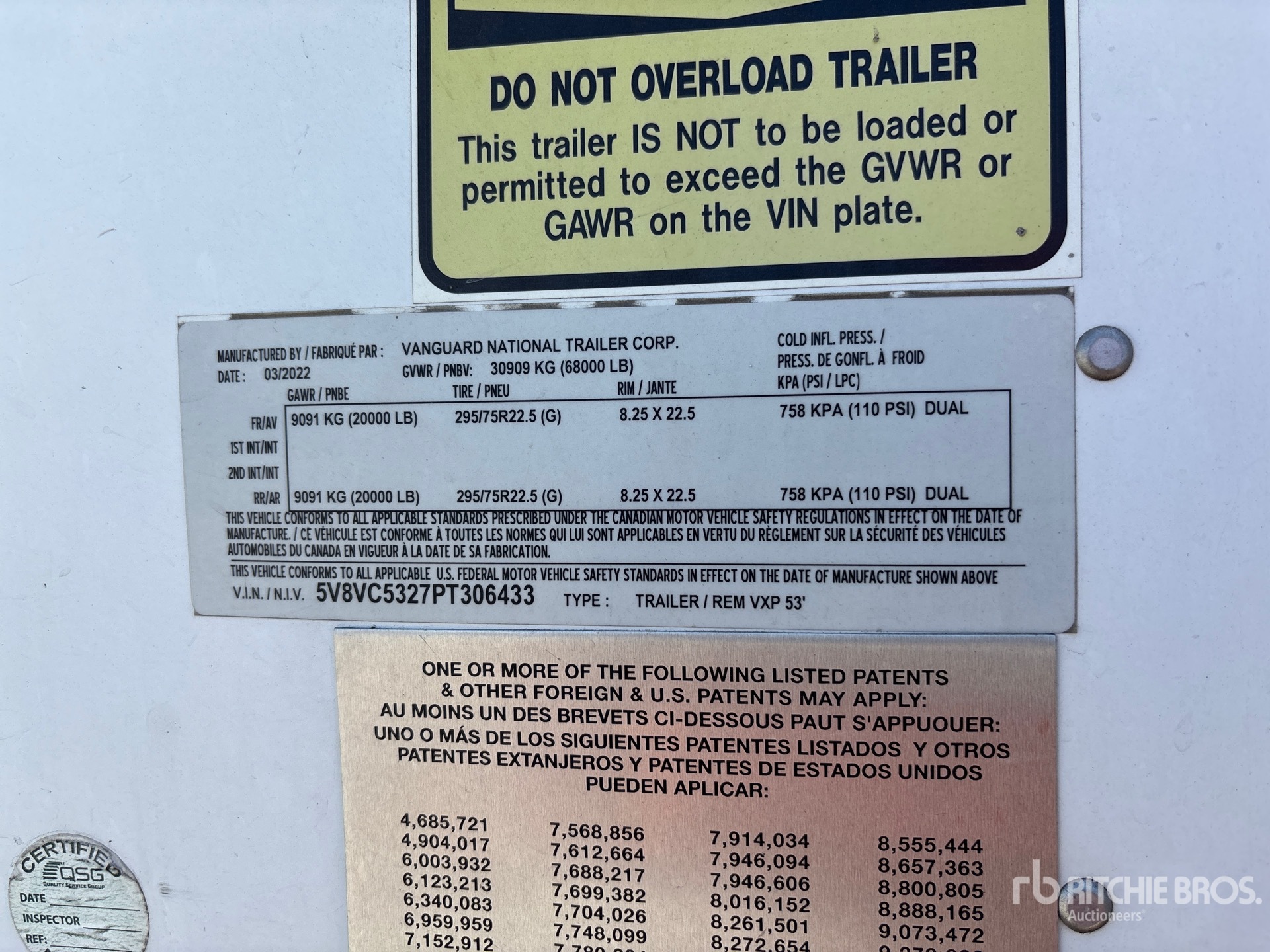 General Appearance with Serial Number / VIN