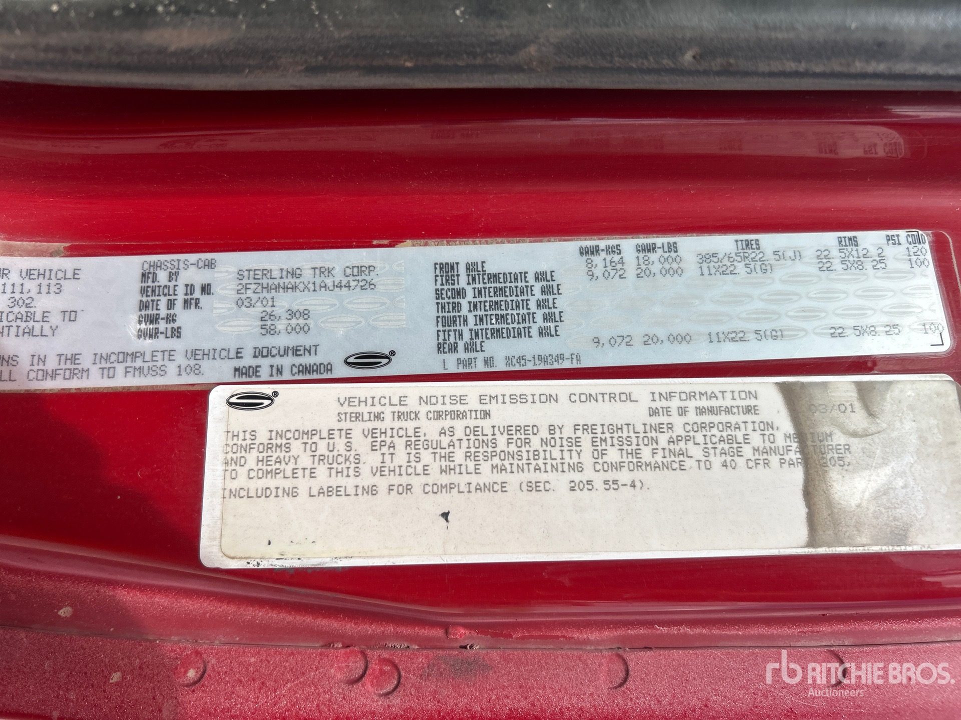 General Appearance with Serial Number / VIN