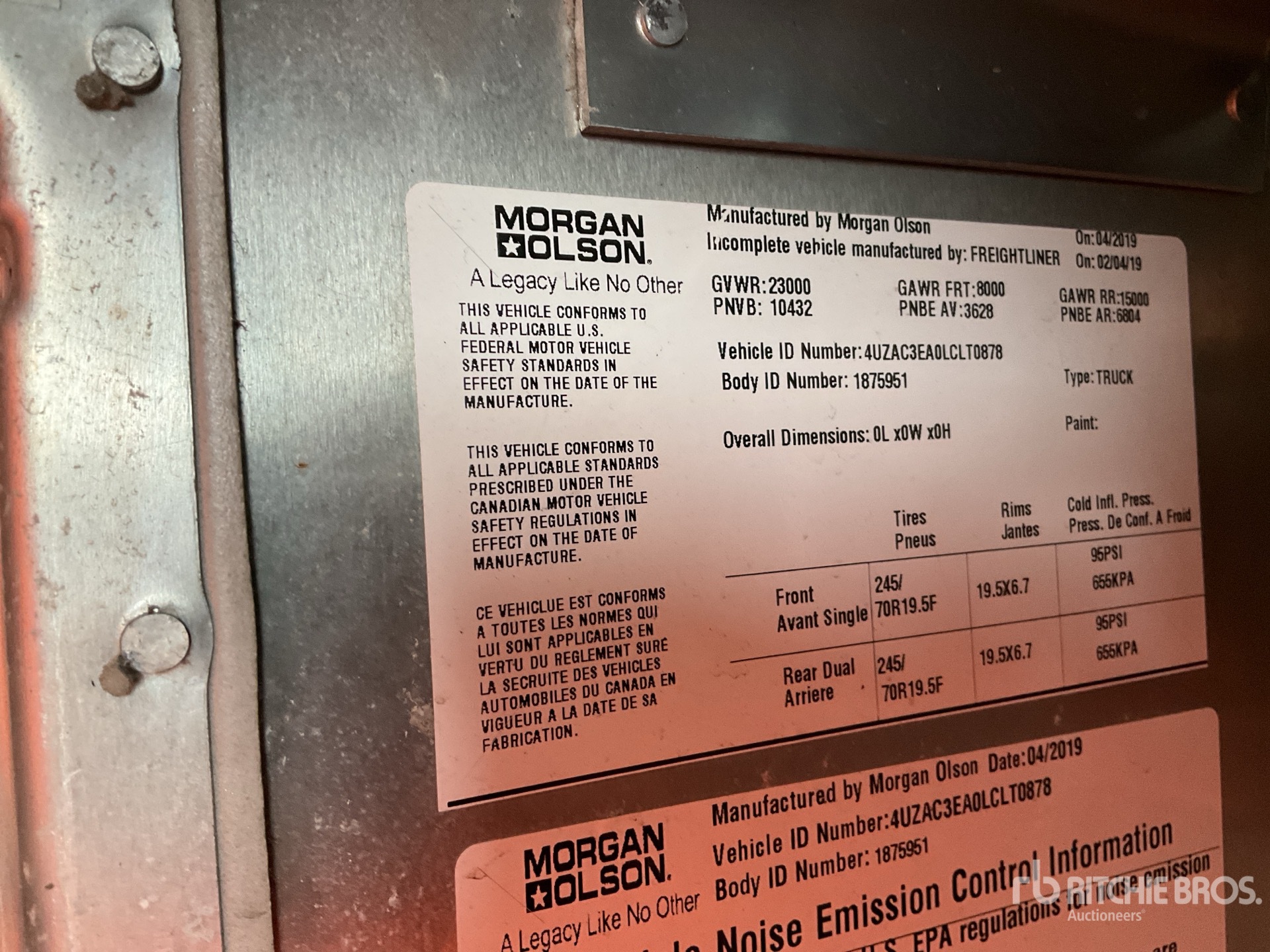 General Appearance with Serial Number / VIN