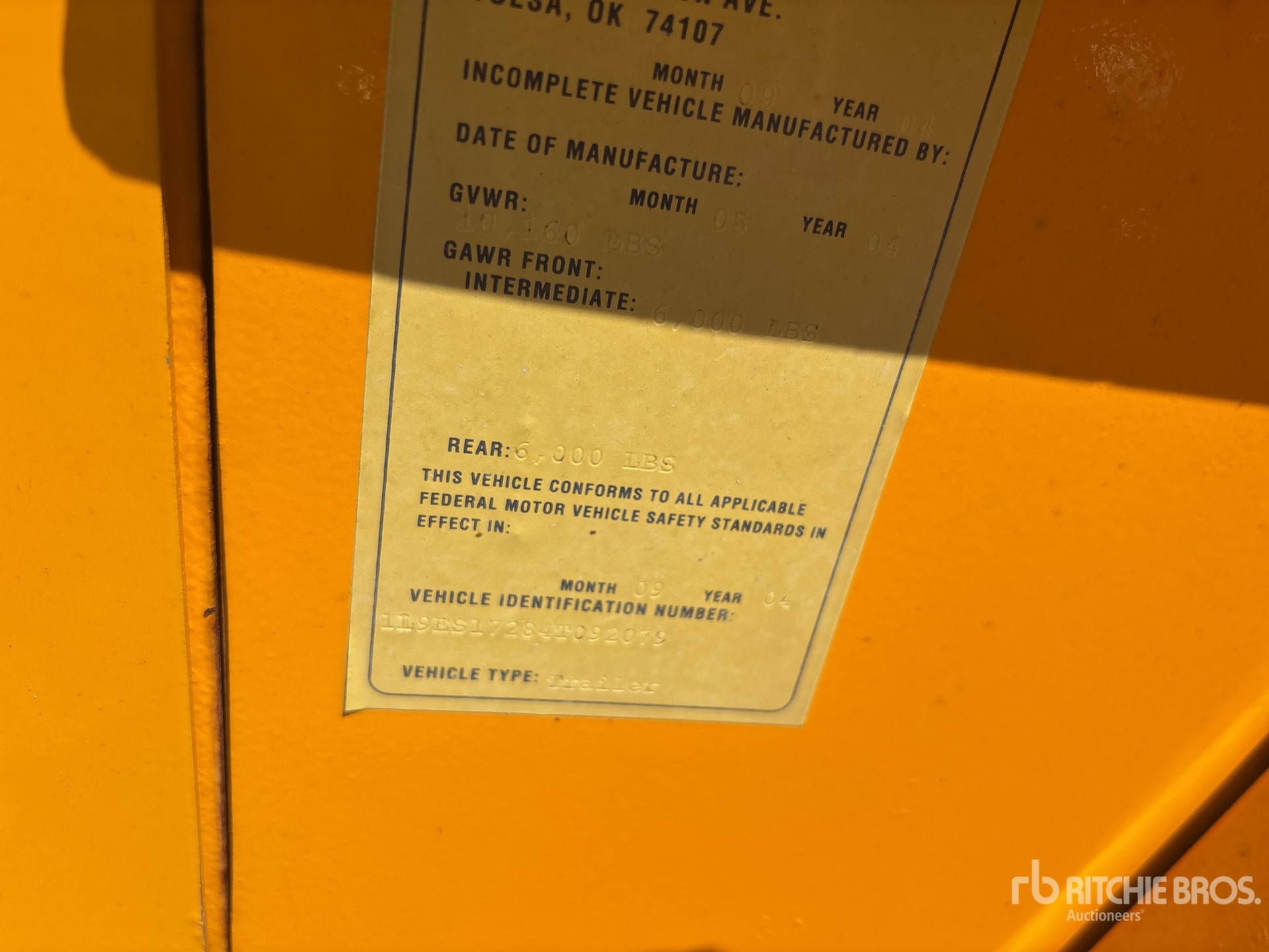 General Appearance with Serial Number / VIN