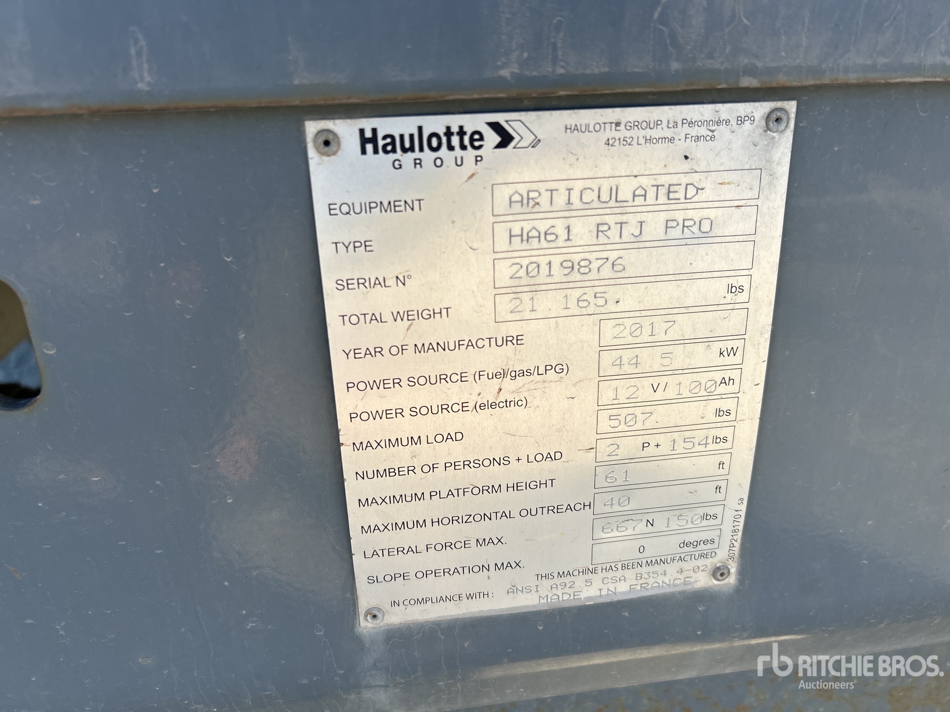 General Appearance with Serial Number / VIN