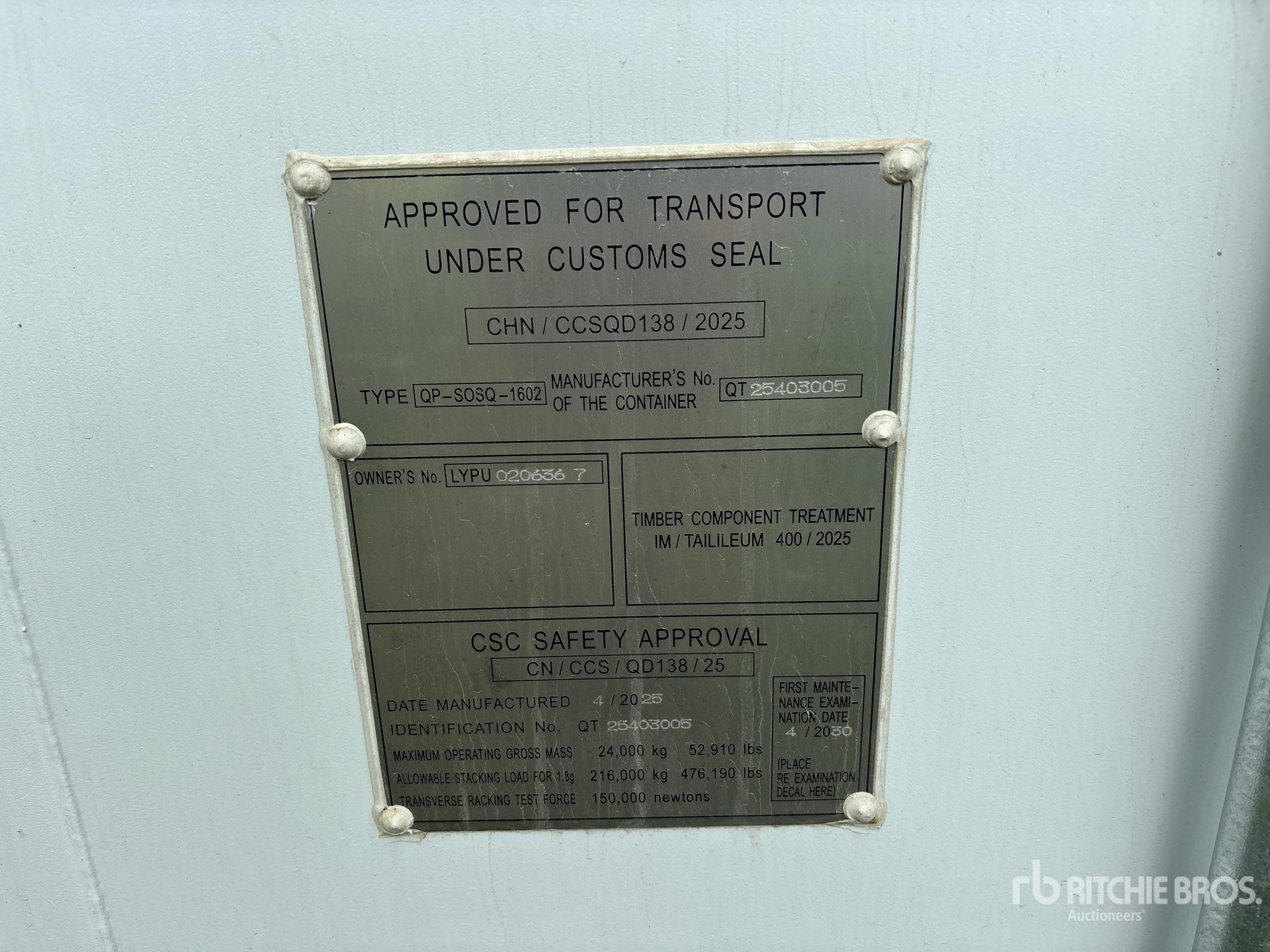 General Appearance with Serial Number / VIN