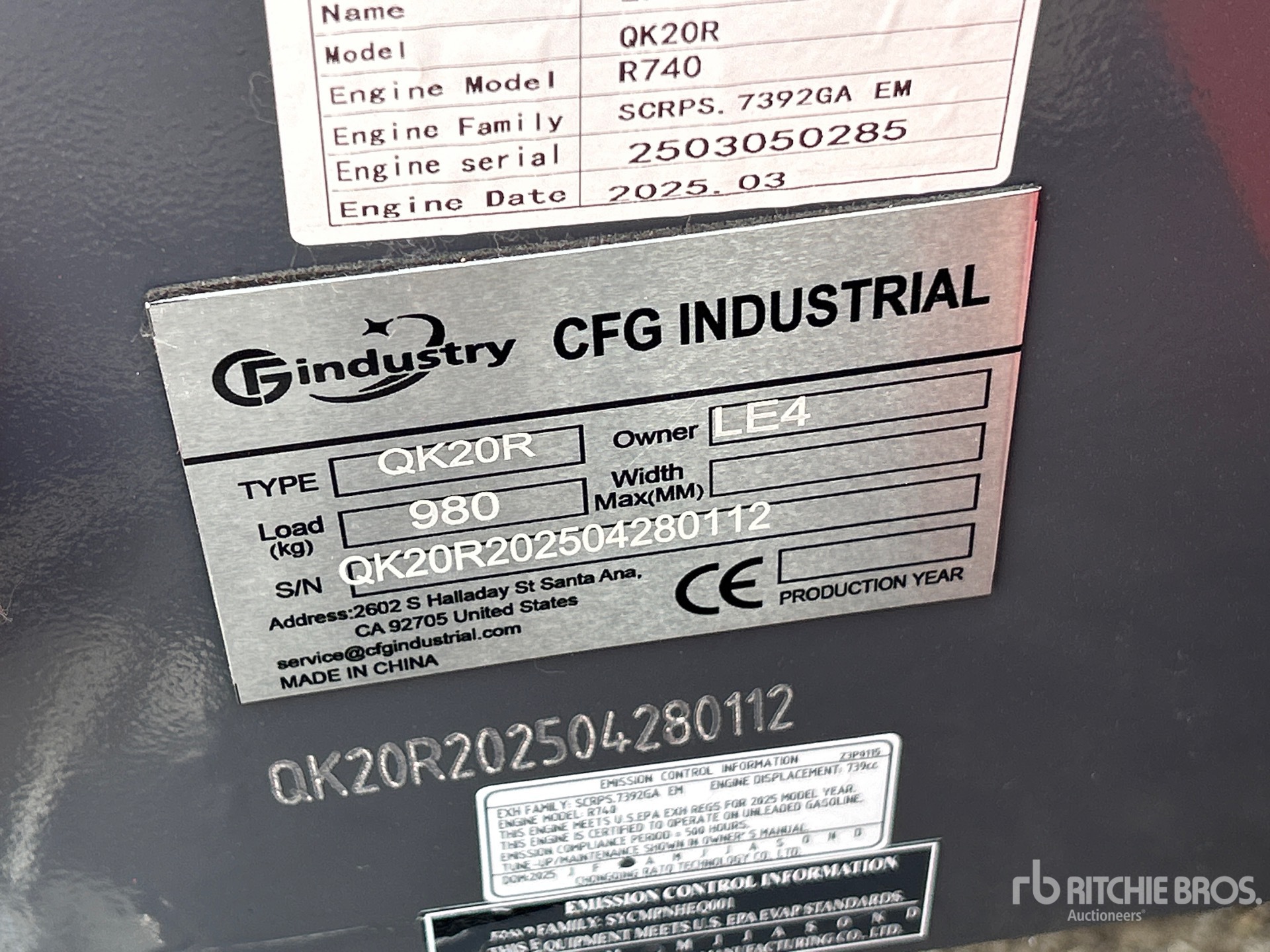 General Appearance with Serial Number / VIN