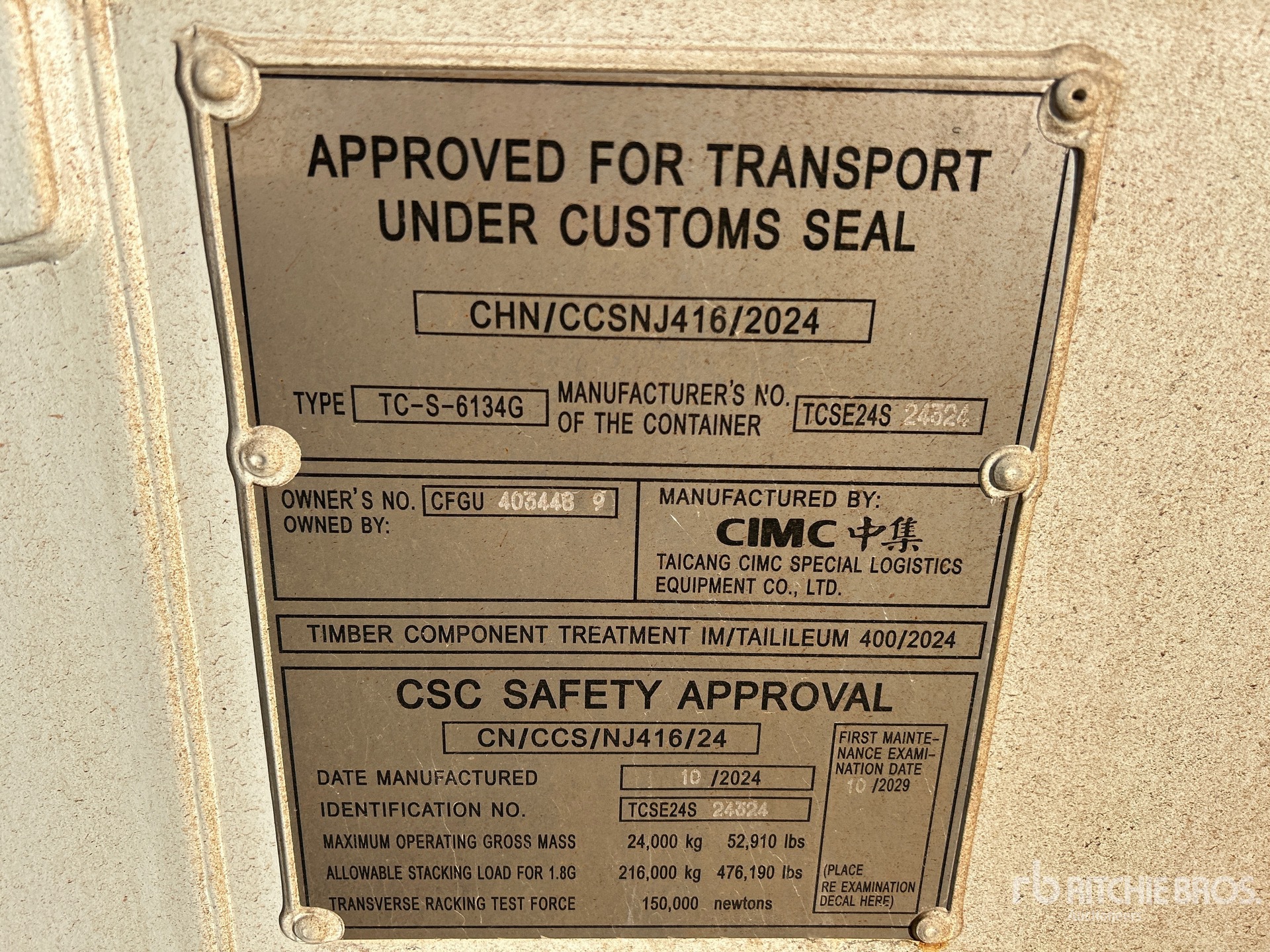 General Appearance with Serial Number / VIN