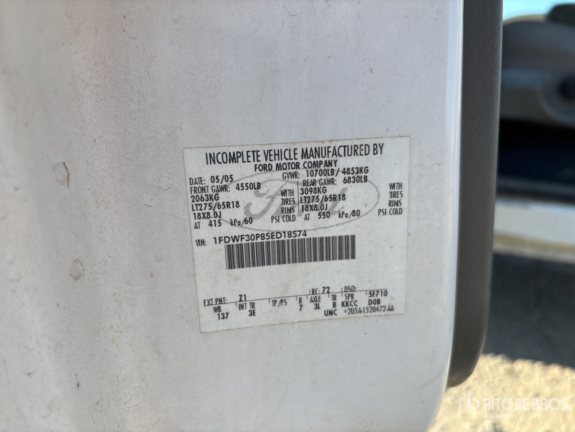 General Appearance with Serial Number / VIN