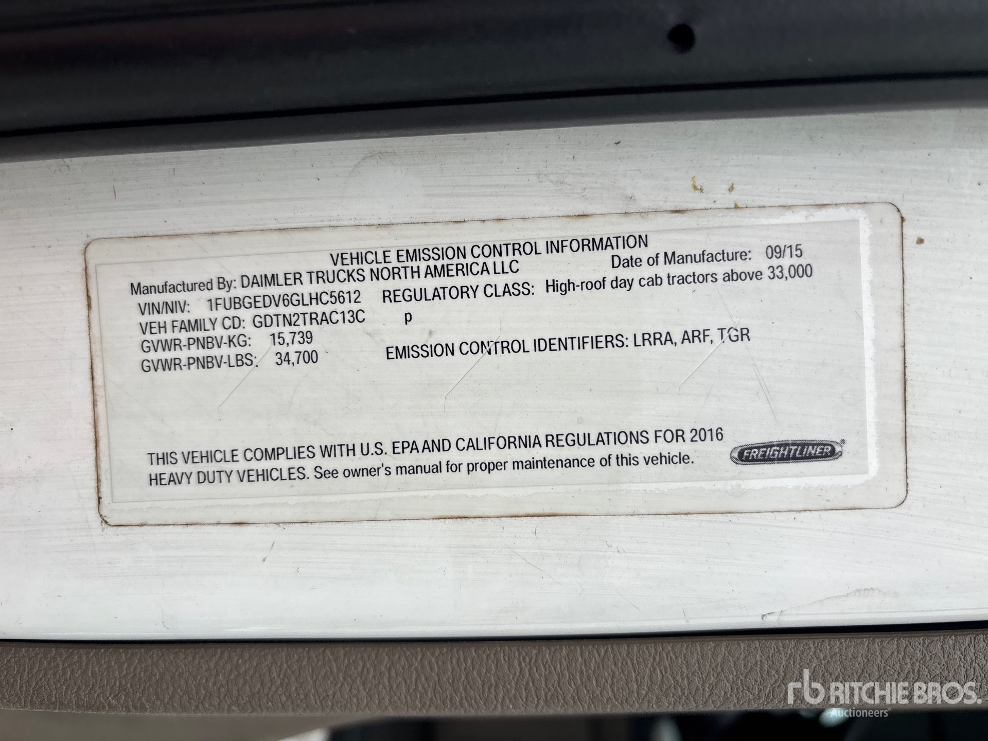 General Appearance with Serial Number / VIN