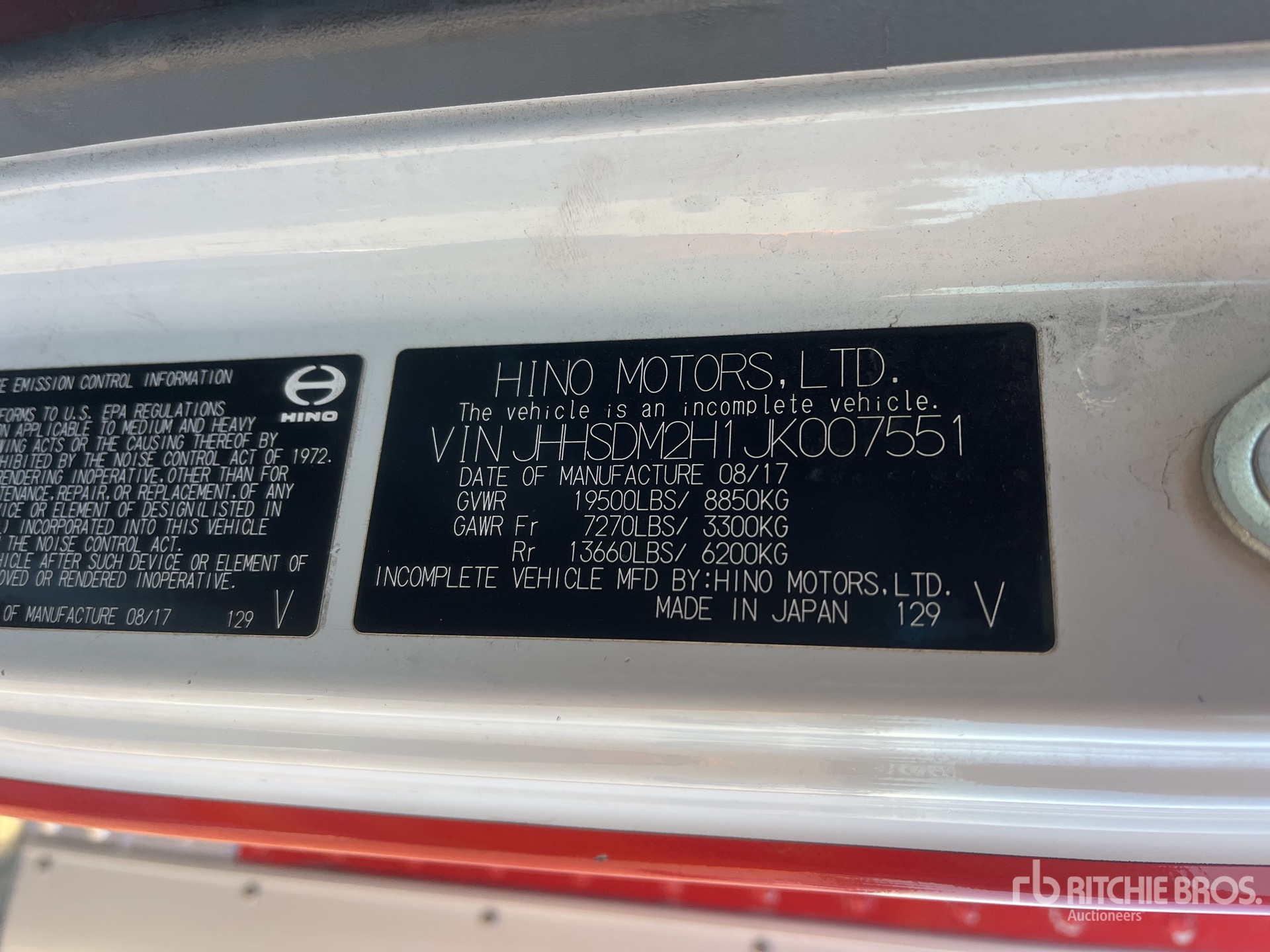 General Appearance with Serial Number / VIN