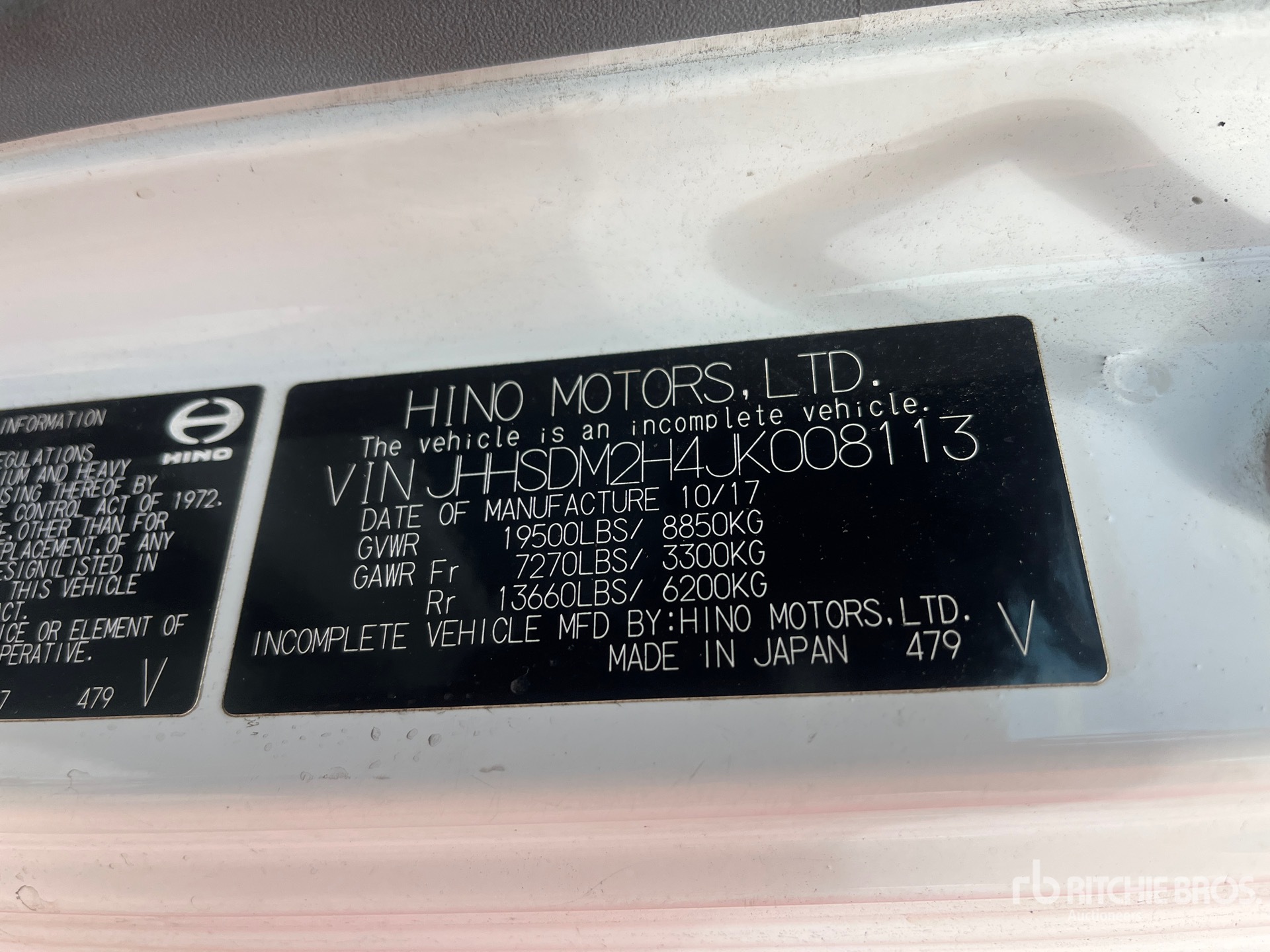 General Appearance with Serial Number / VIN