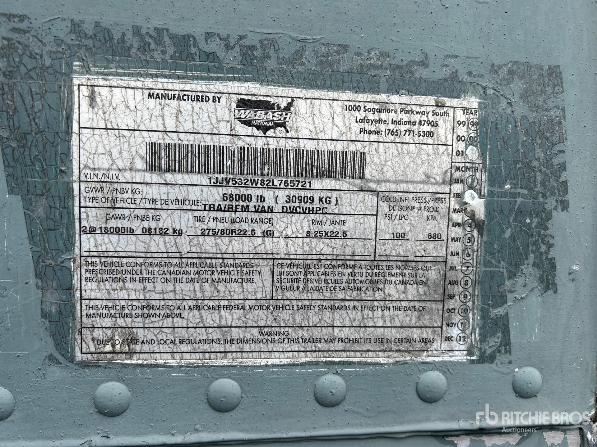 General Appearance with Serial Number / VIN