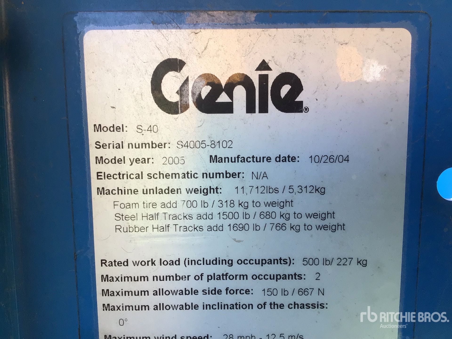 General Appearance with Serial Number / VIN