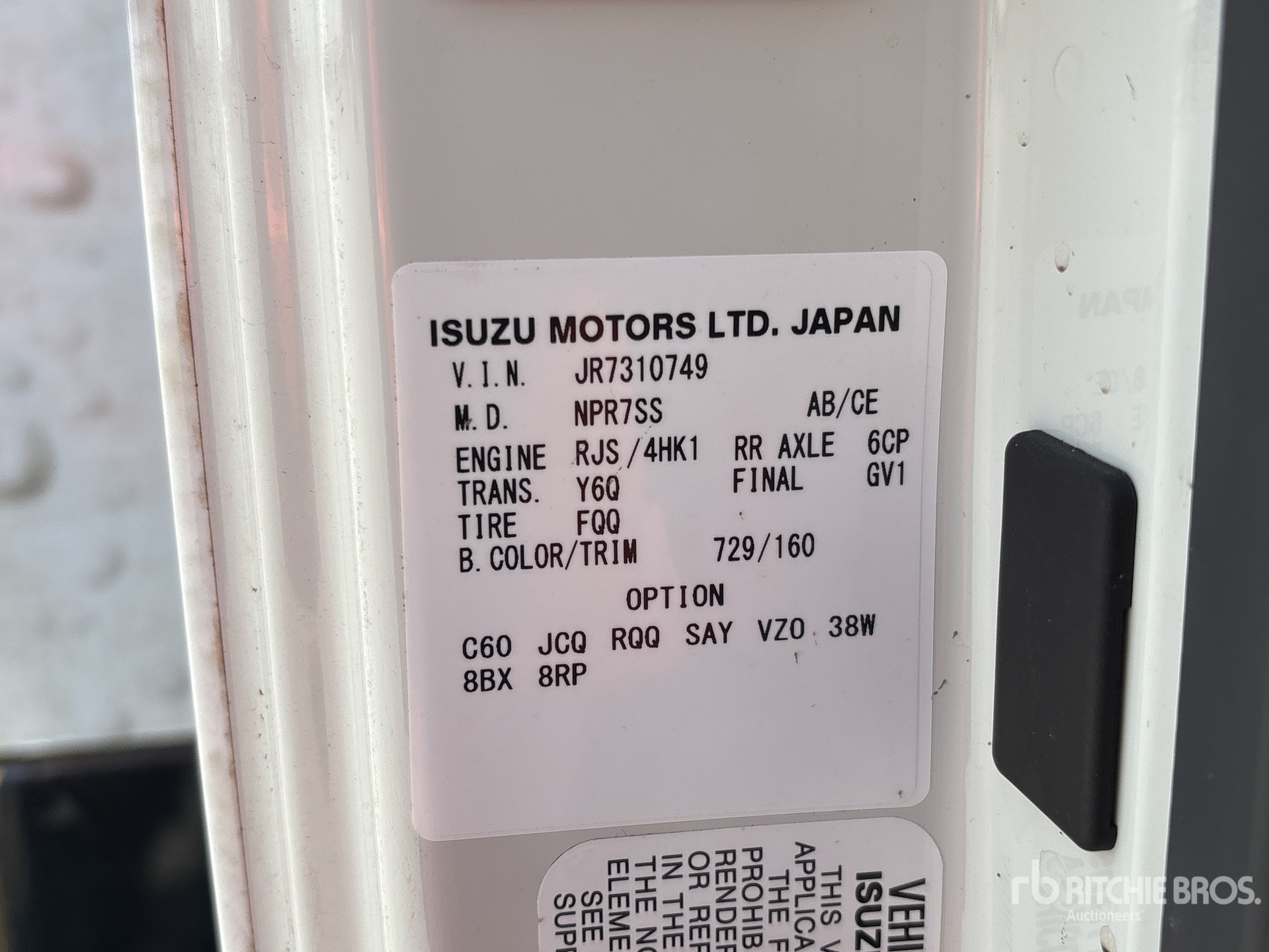 General Appearance with Serial Number / VIN