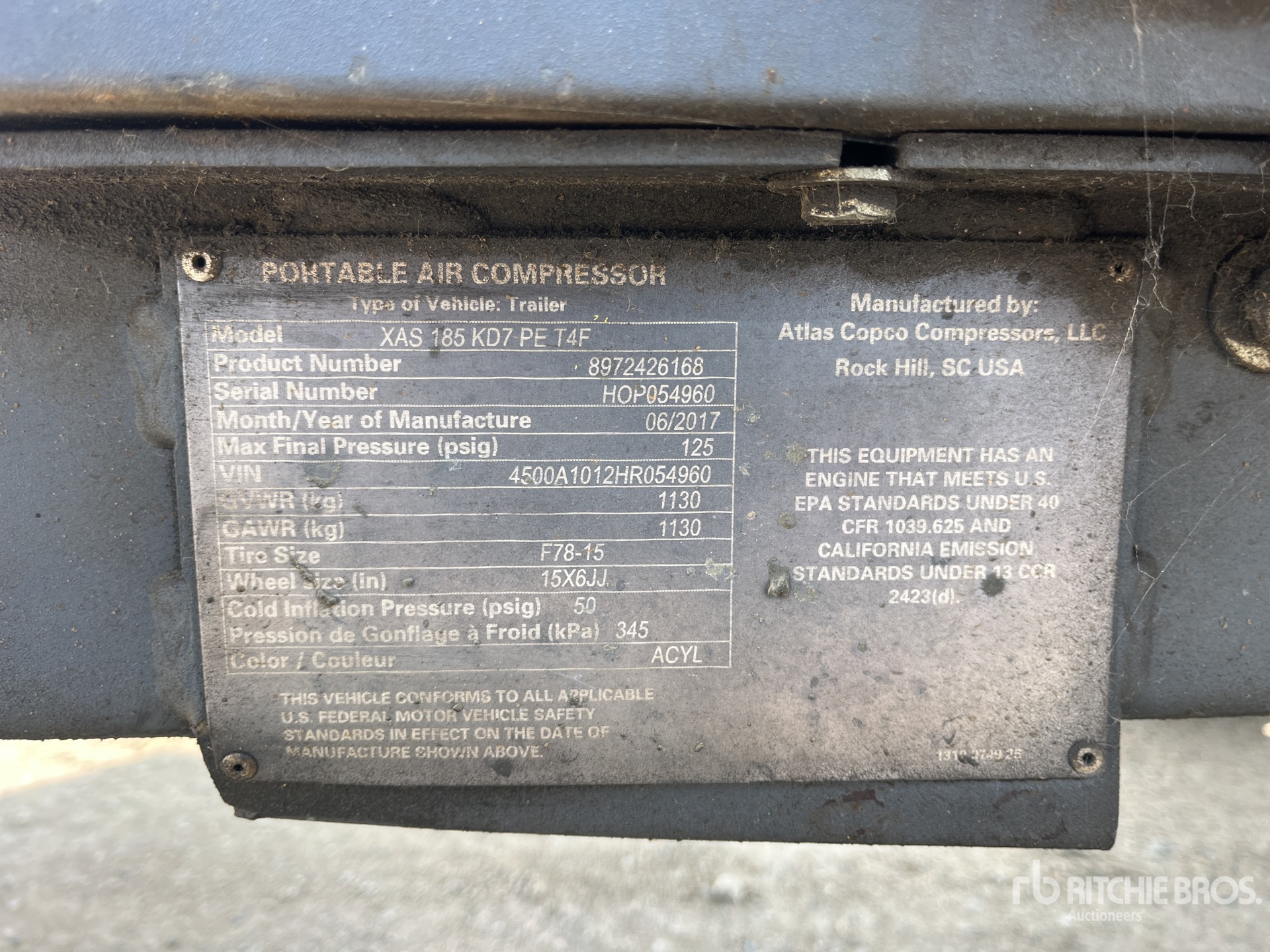 General Appearance with Serial Number / VIN