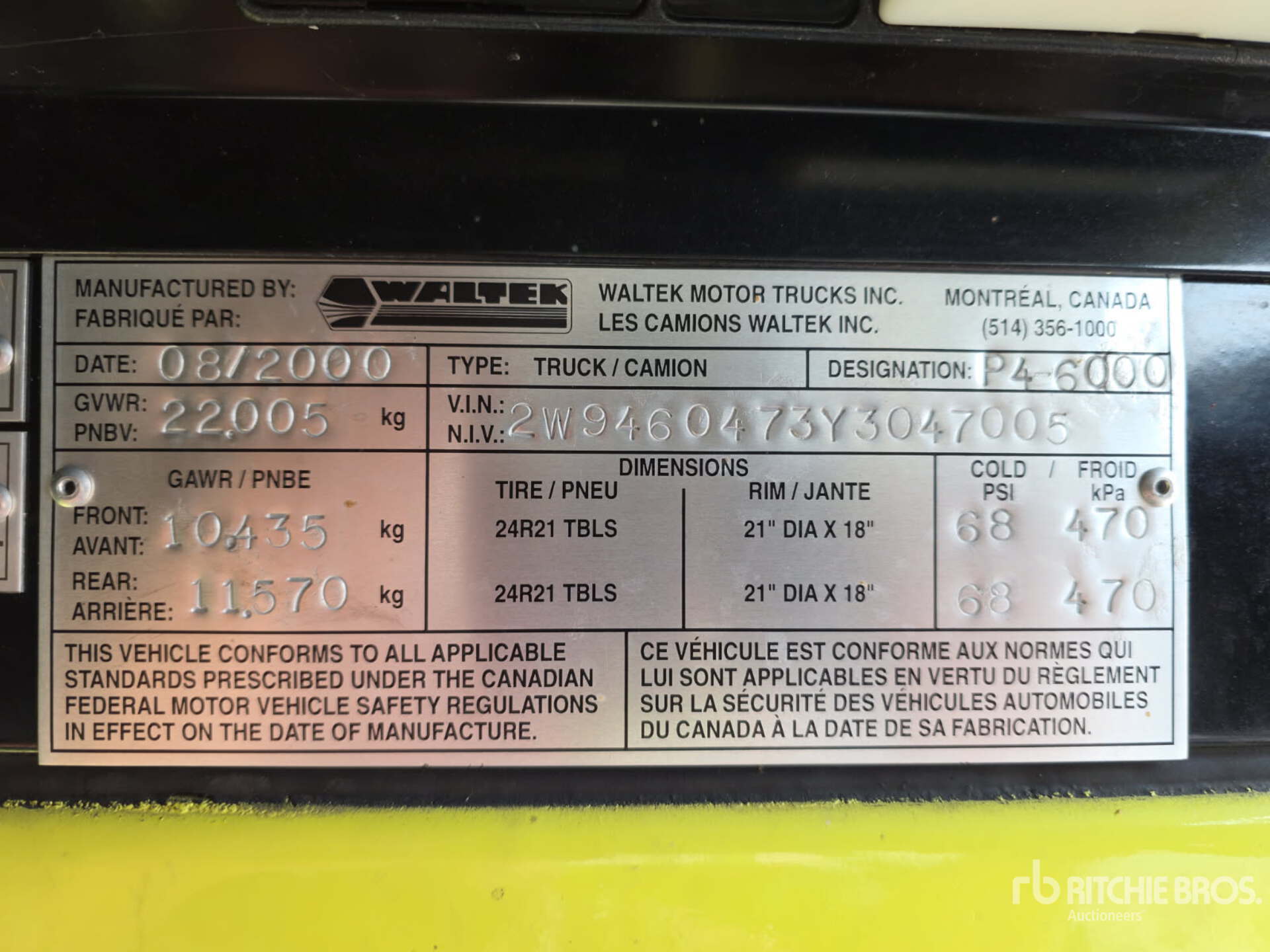 General Appearance with Serial Number / VIN