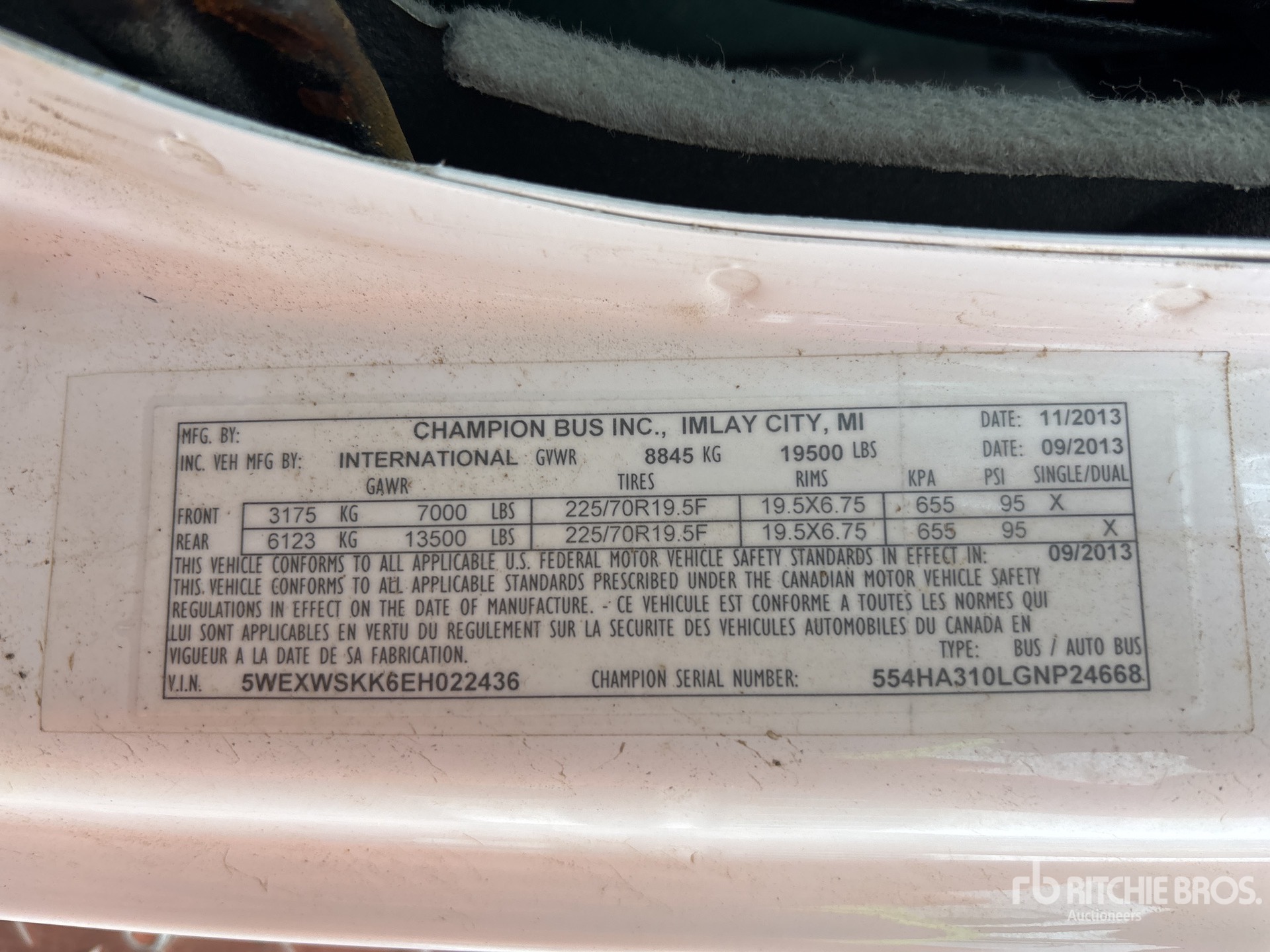 General Appearance with Serial Number / VIN