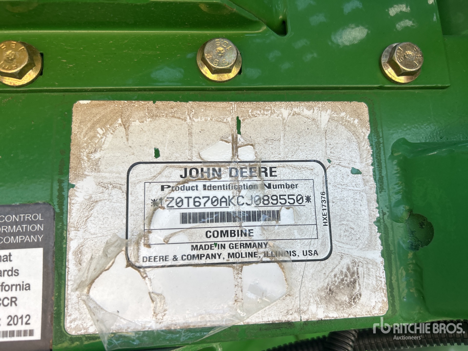 General Appearance with Serial Number / VIN