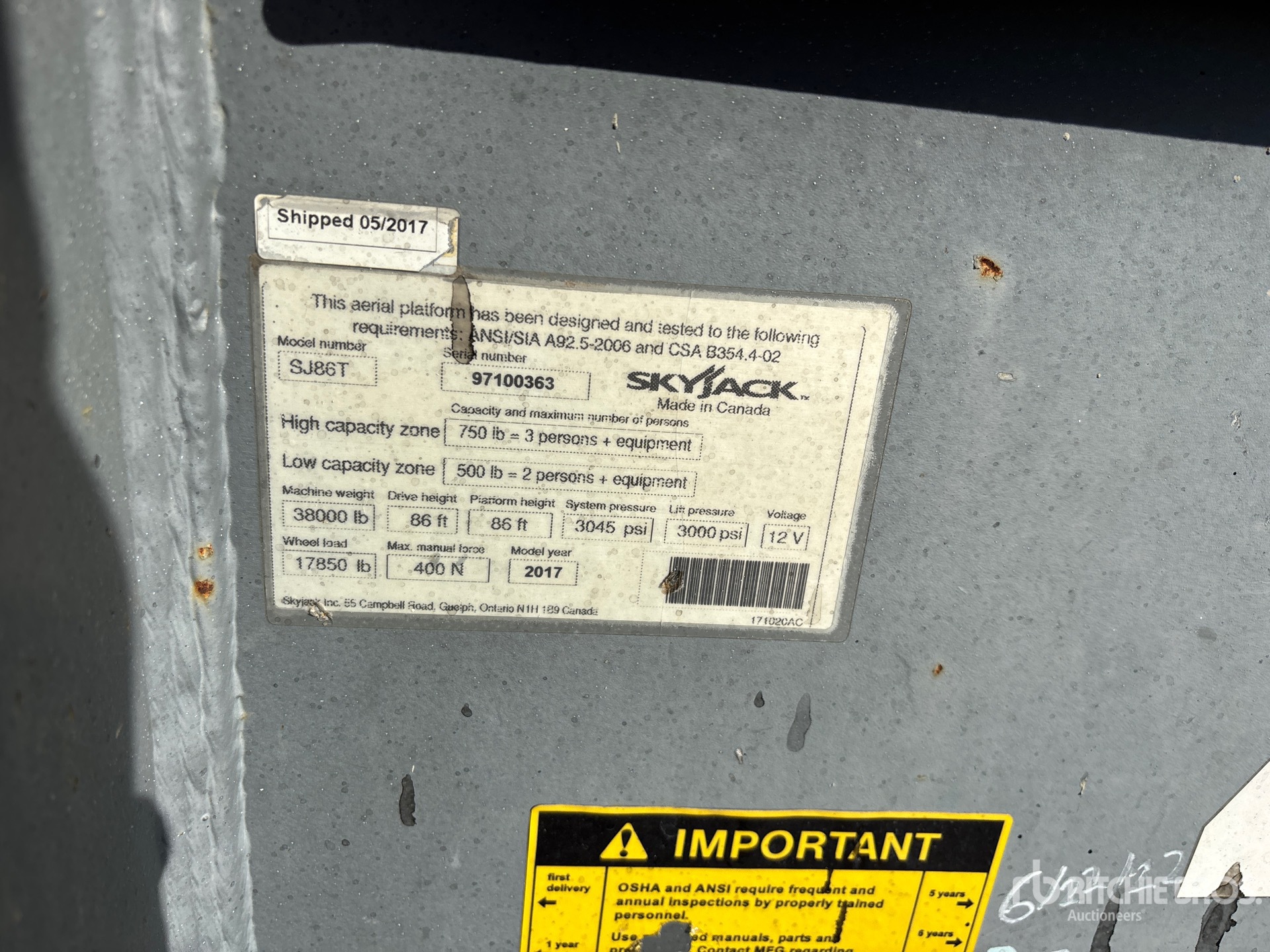 General Appearance with Serial Number / VIN