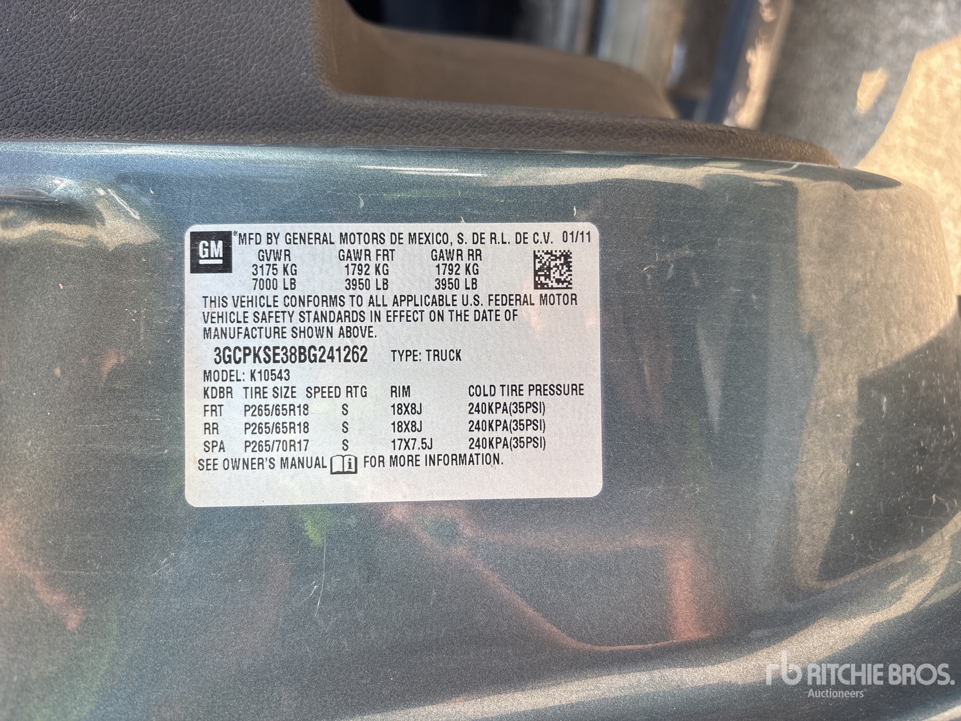 General Appearance with Serial Number / VIN