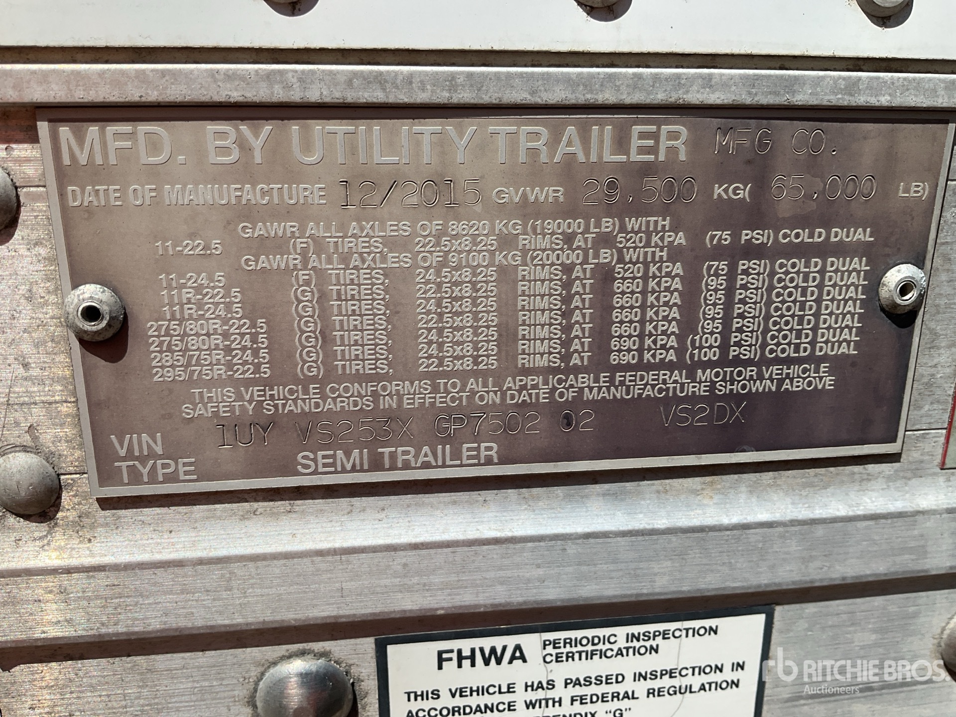 General Appearance with Serial Number / VIN