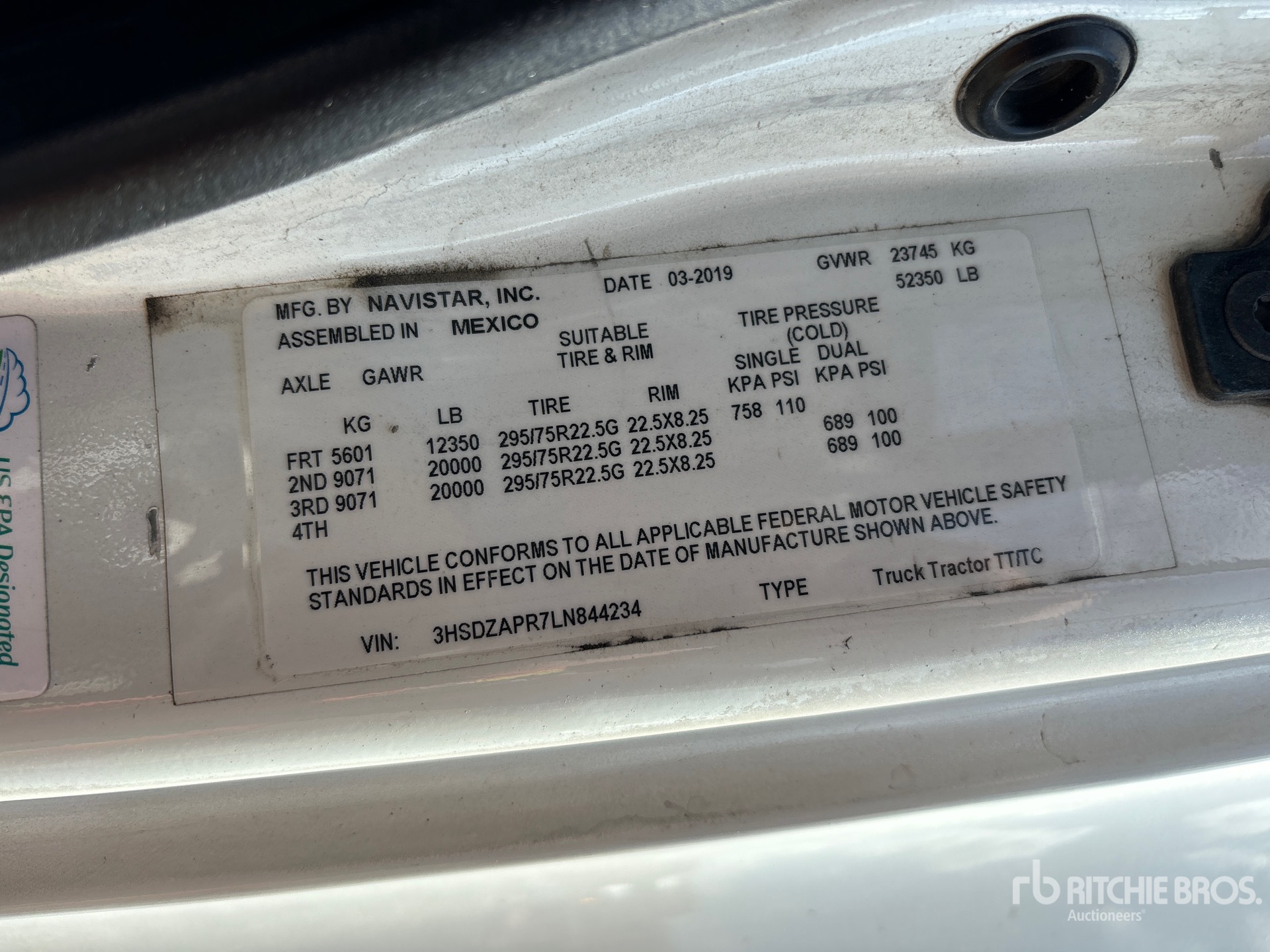 General Appearance with Serial Number / VIN