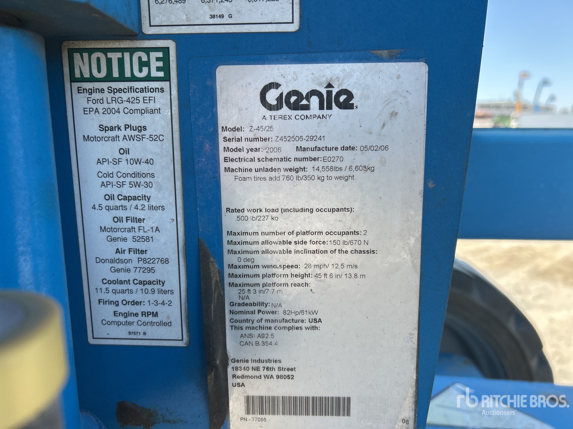 General Appearance with Serial Number / VIN