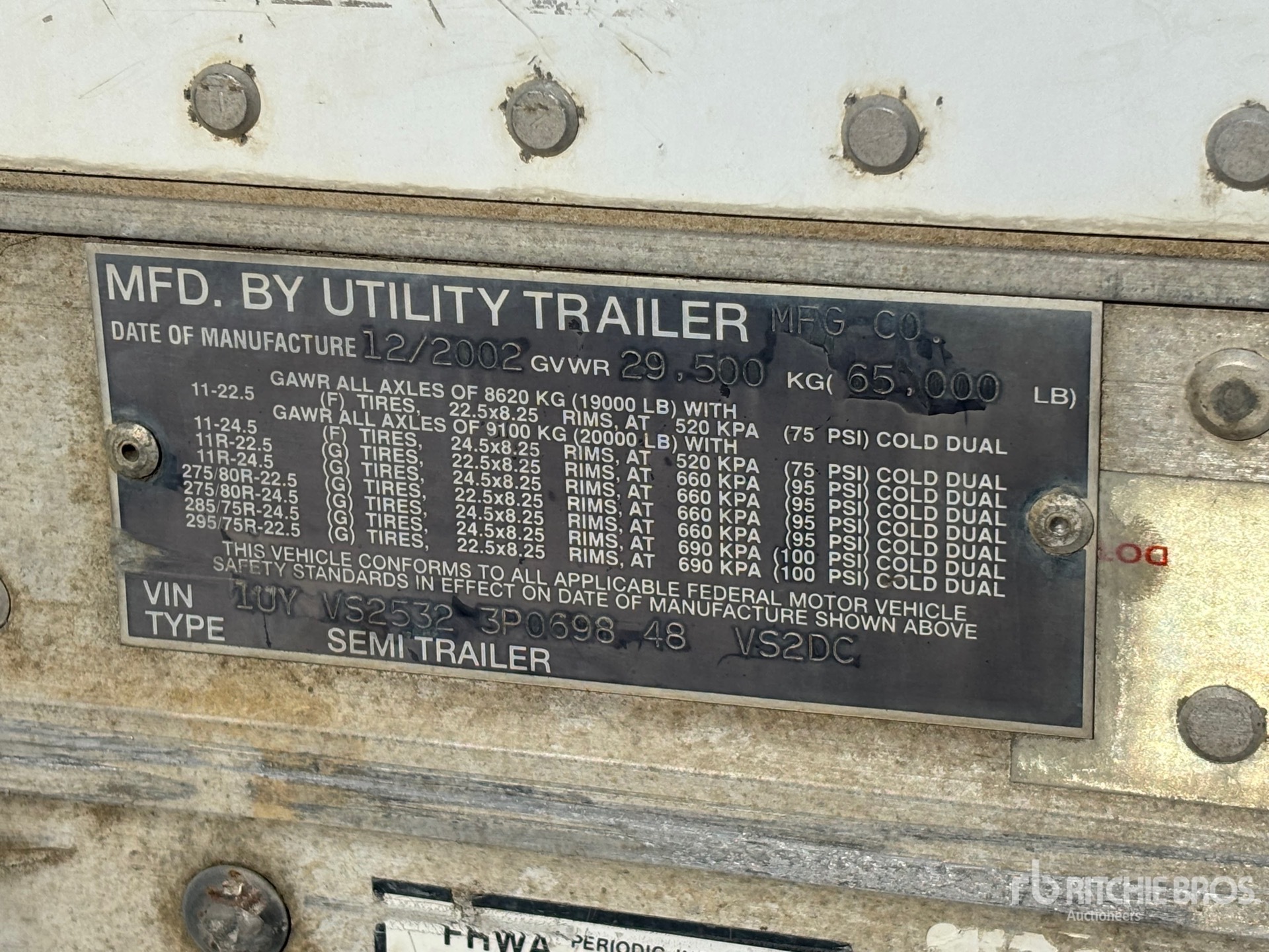 General Appearance with Serial Number / VIN