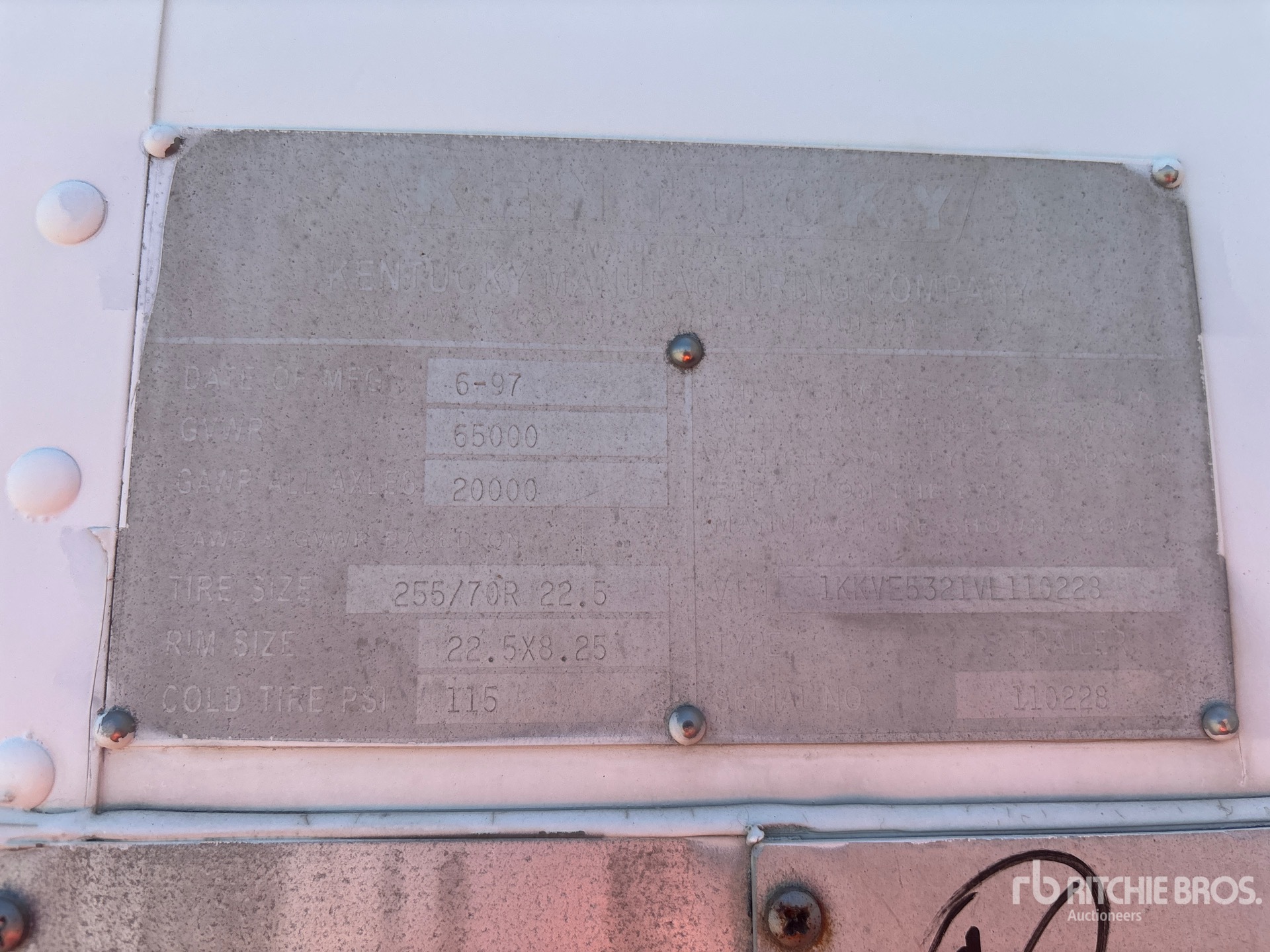General Appearance with Serial Number / VIN