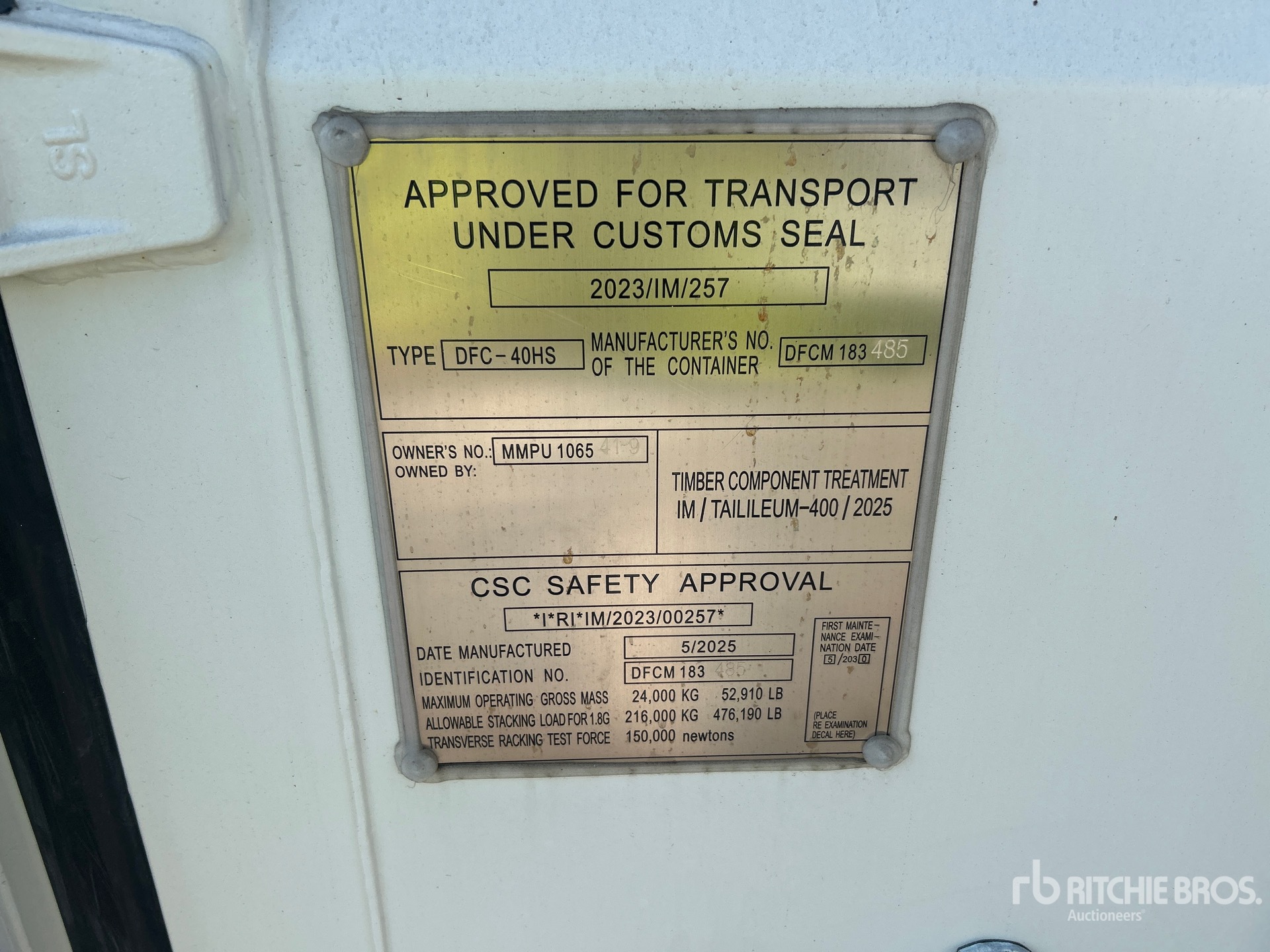 General Appearance with Serial Number / VIN