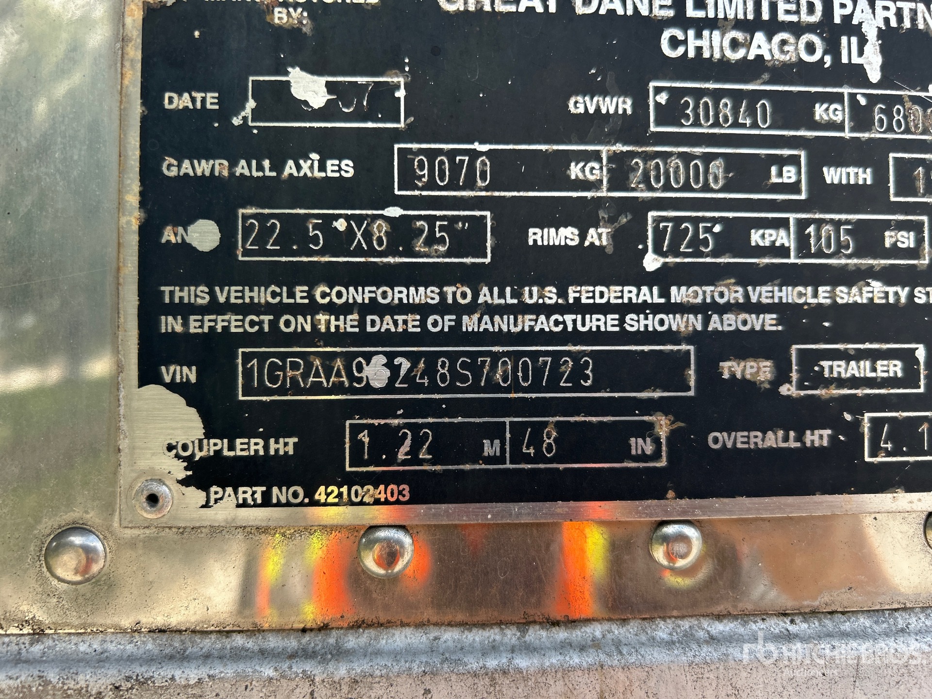 General Appearance with Serial Number / VIN