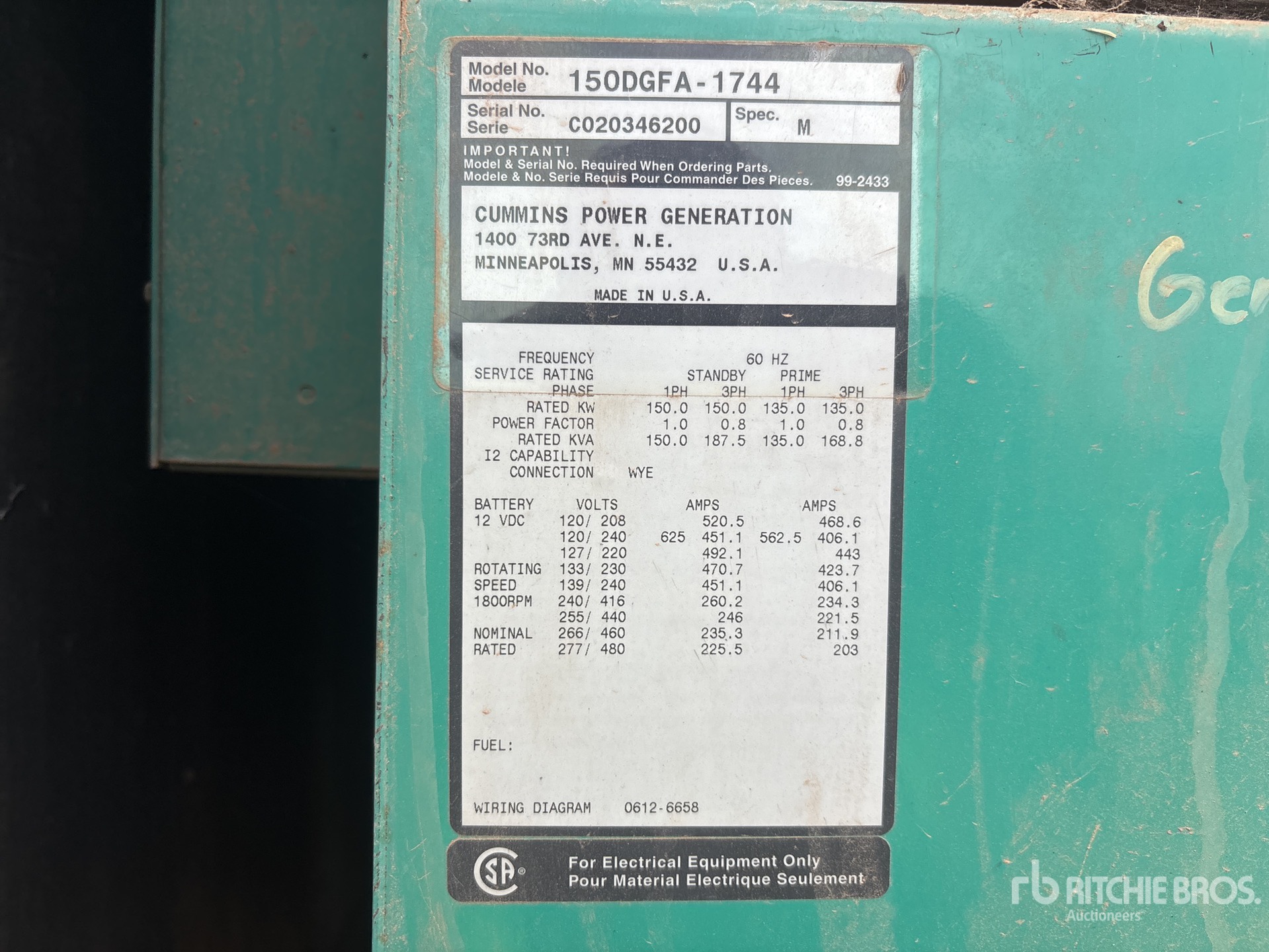 General Appearance with Serial Number / VIN