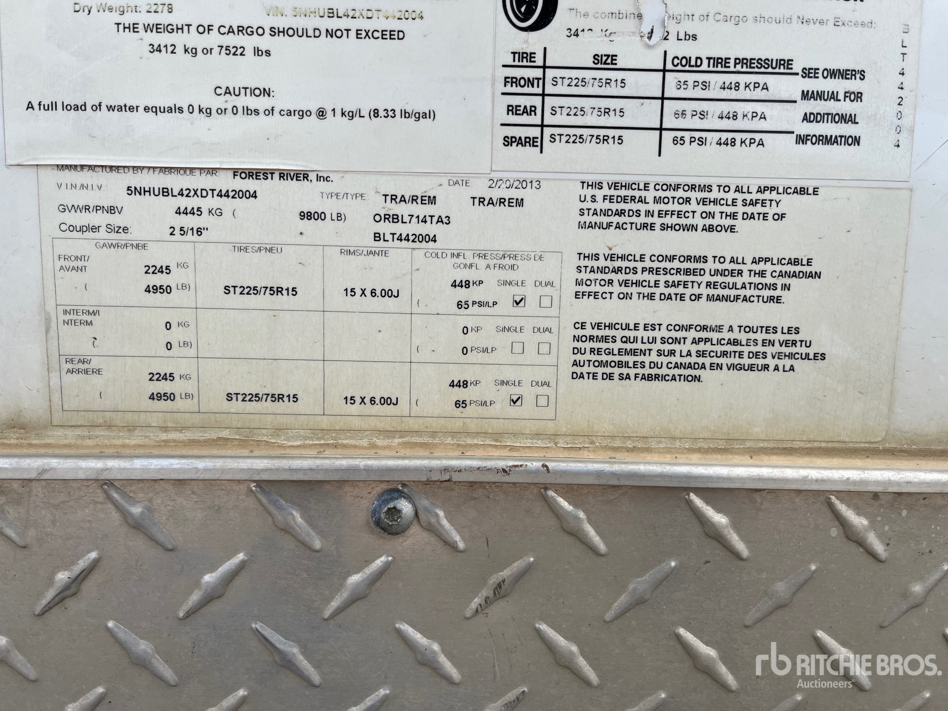 General Appearance with Serial Number / VIN