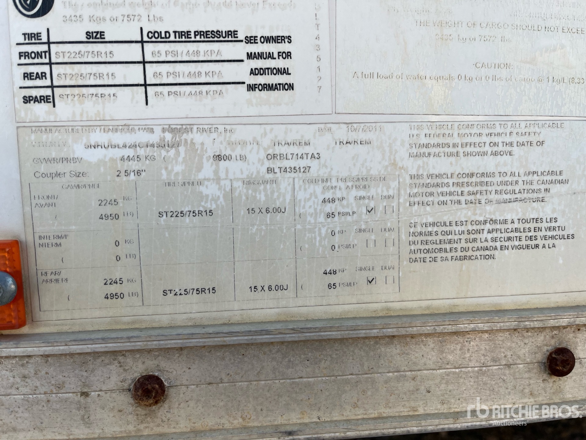 General Appearance with Serial Number / VIN