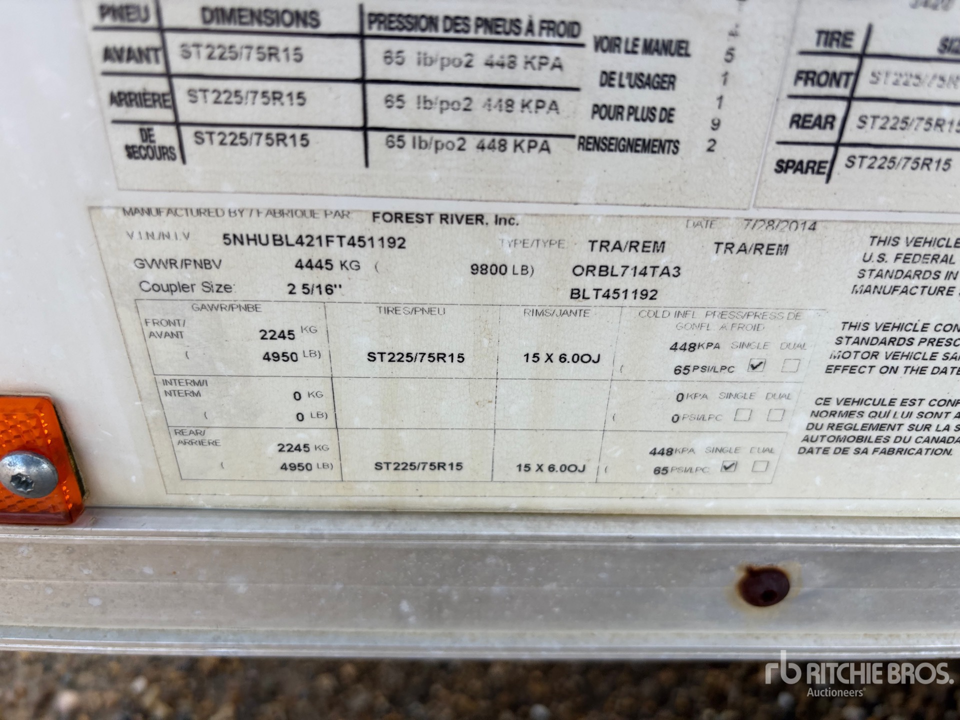 General Appearance with Serial Number / VIN