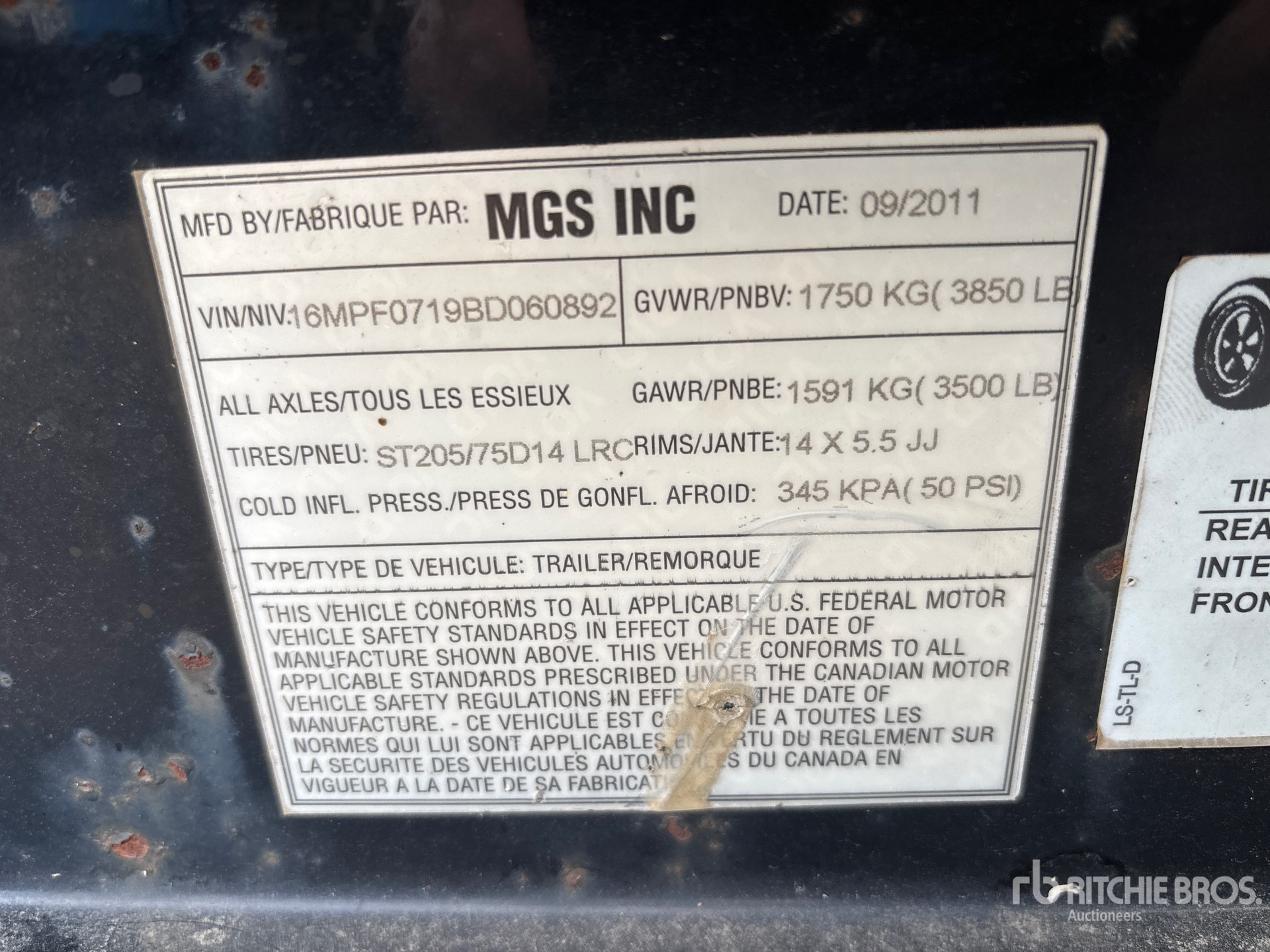 General Appearance with Serial Number / VIN