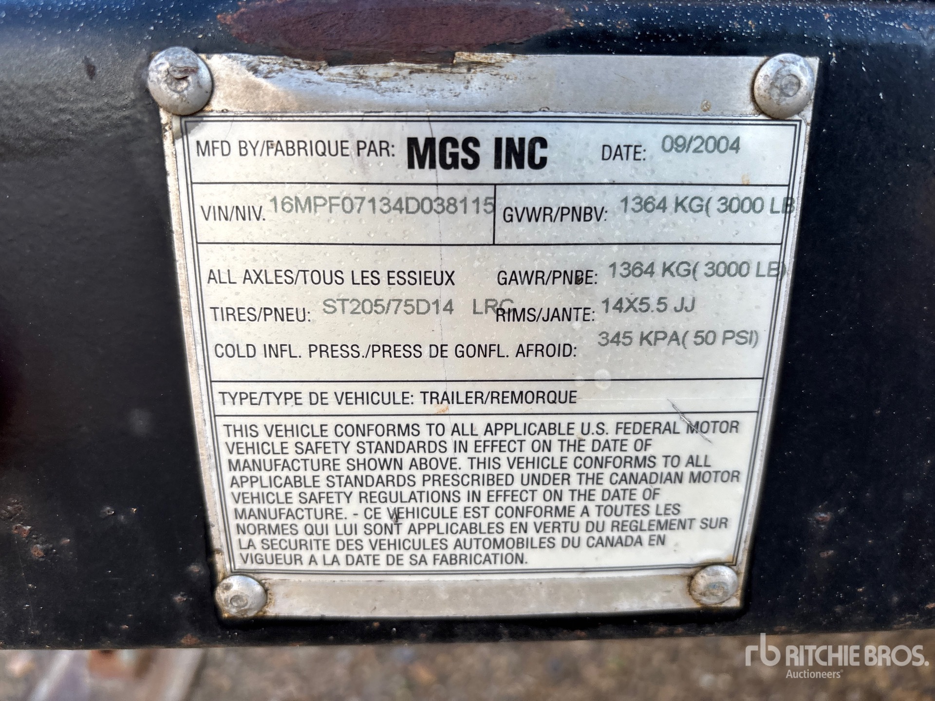 General Appearance with Serial Number / VIN