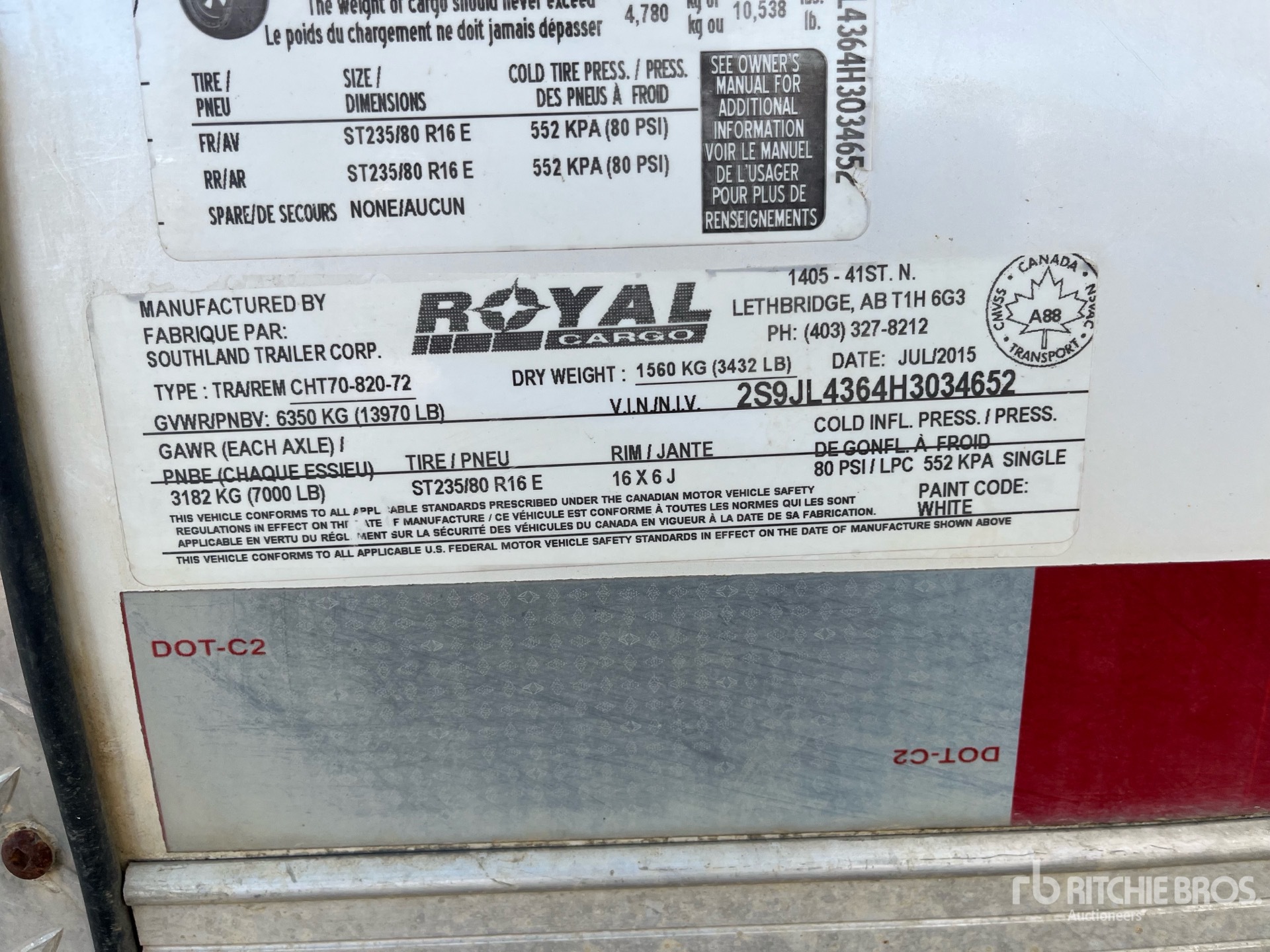 General Appearance with Serial Number / VIN