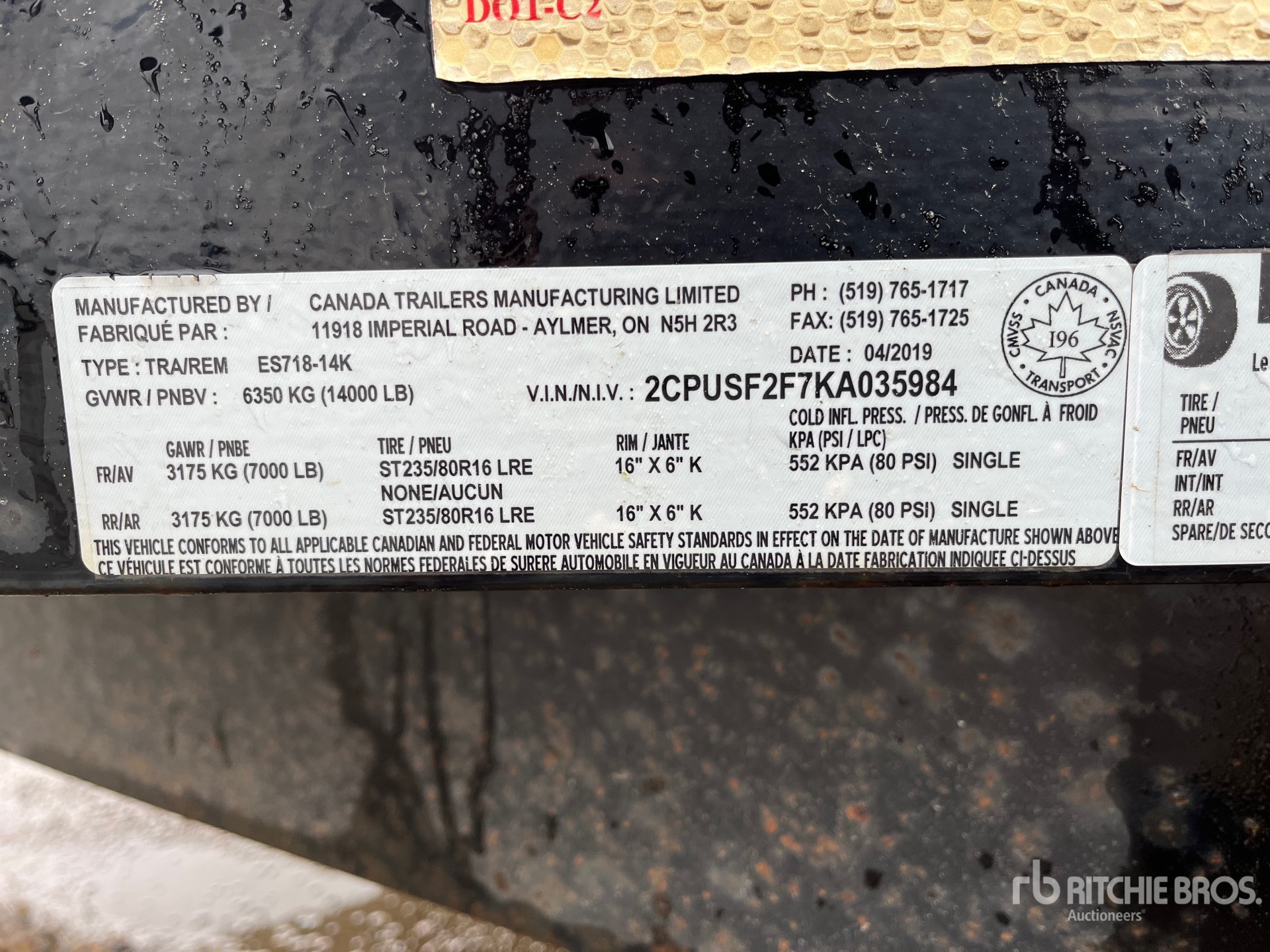 General Appearance with Serial Number / VIN