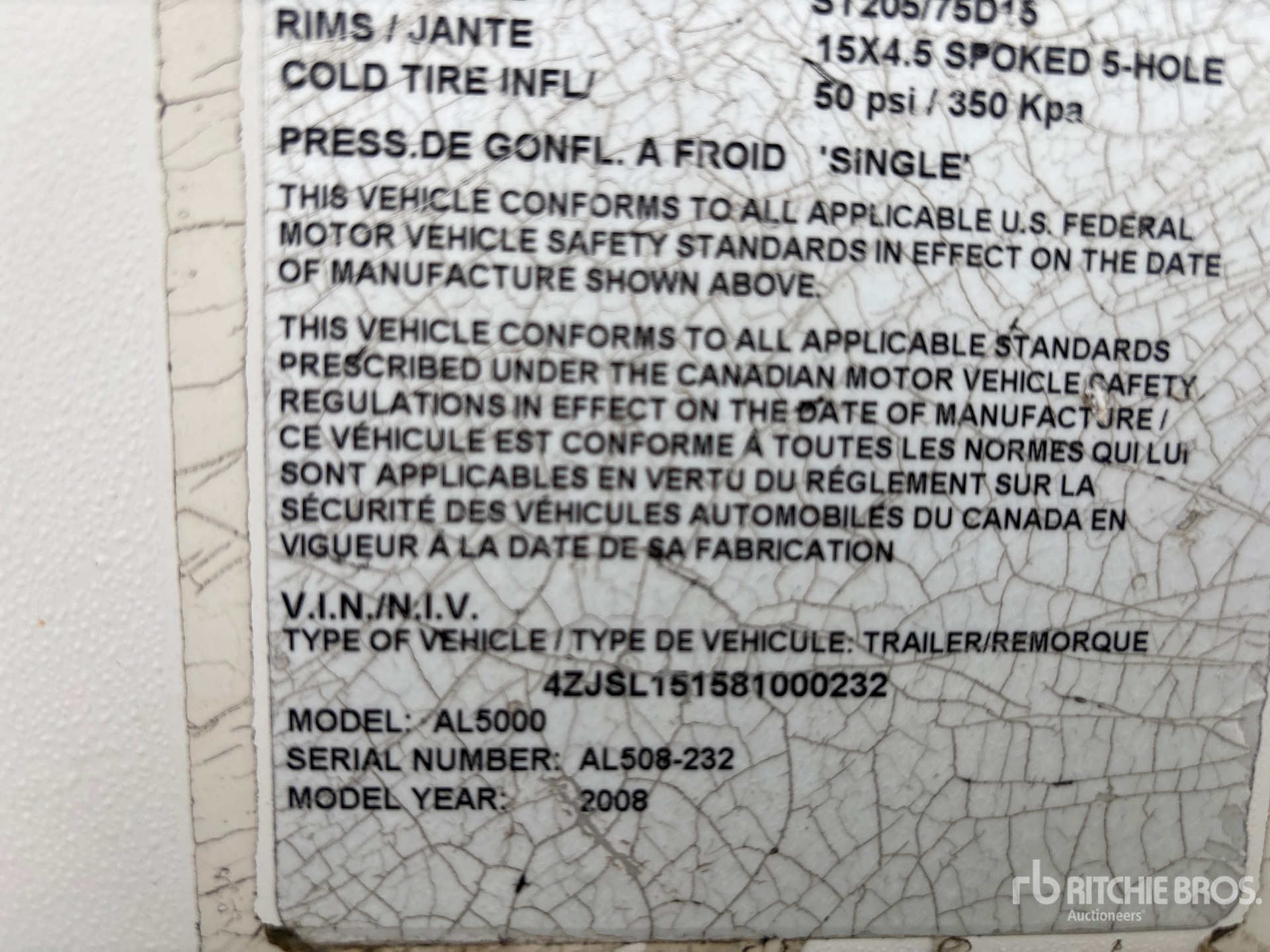 General Appearance with Serial Number / VIN