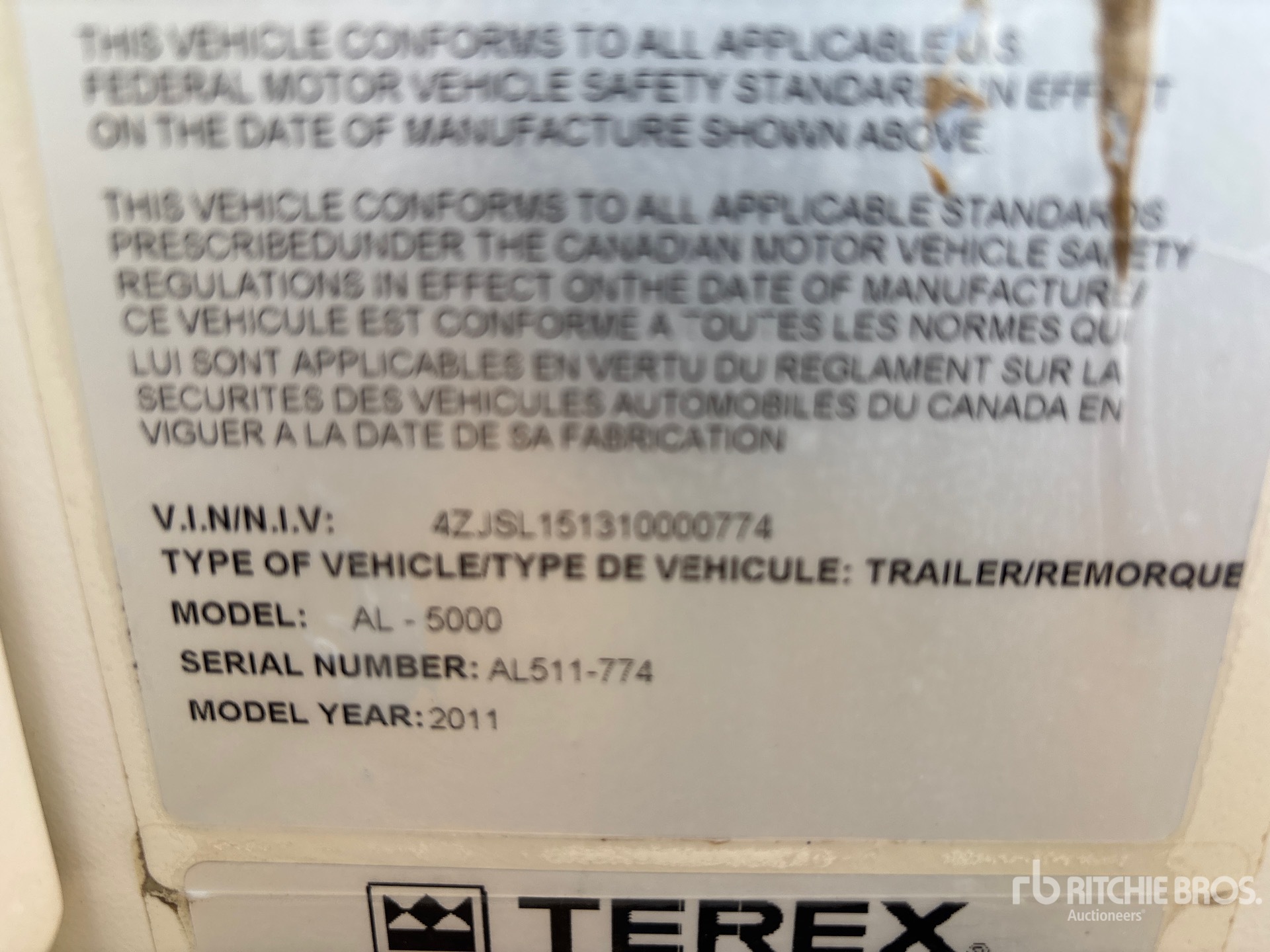 General Appearance with Serial Number / VIN