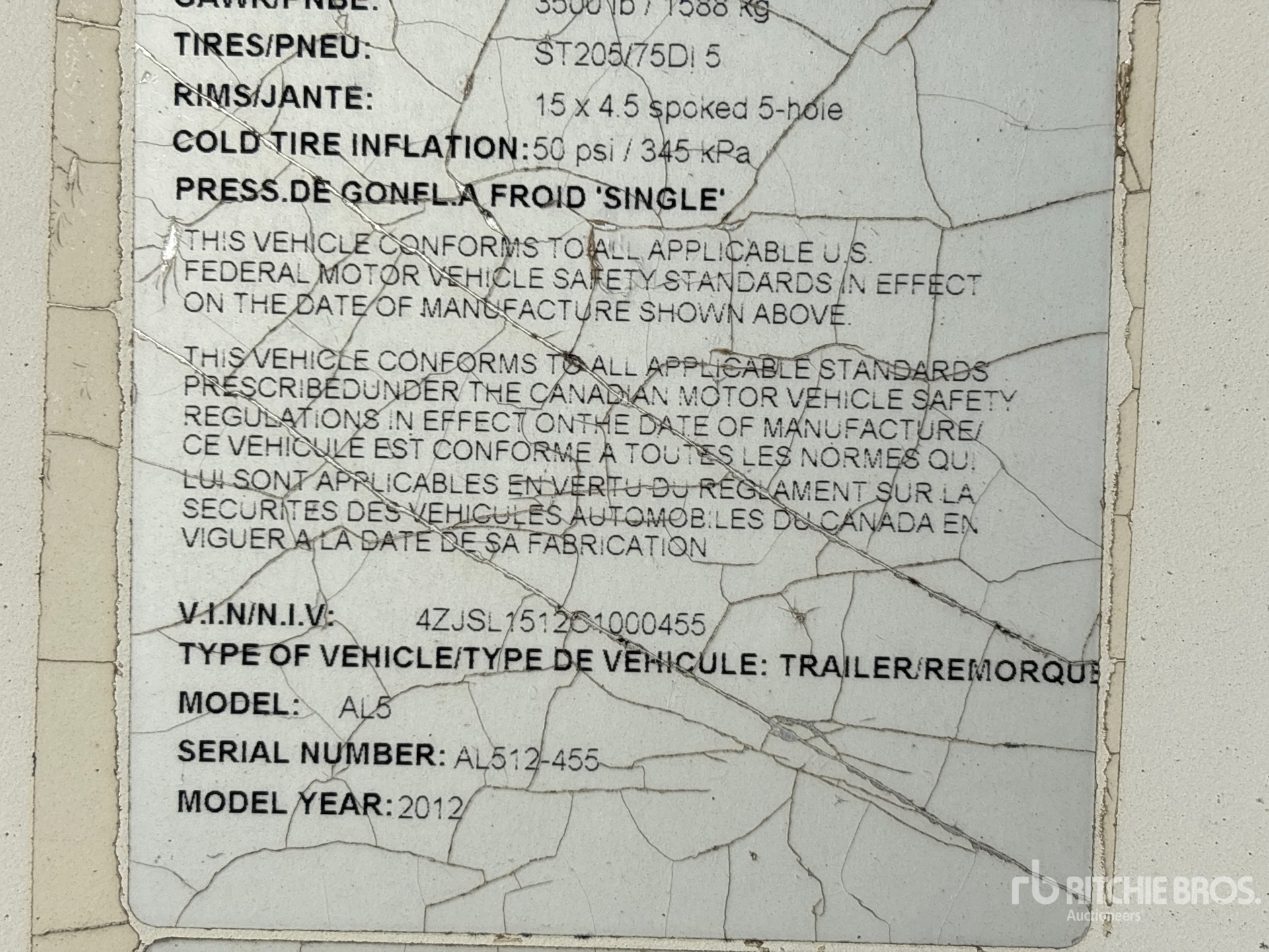 General Appearance with Serial Number / VIN