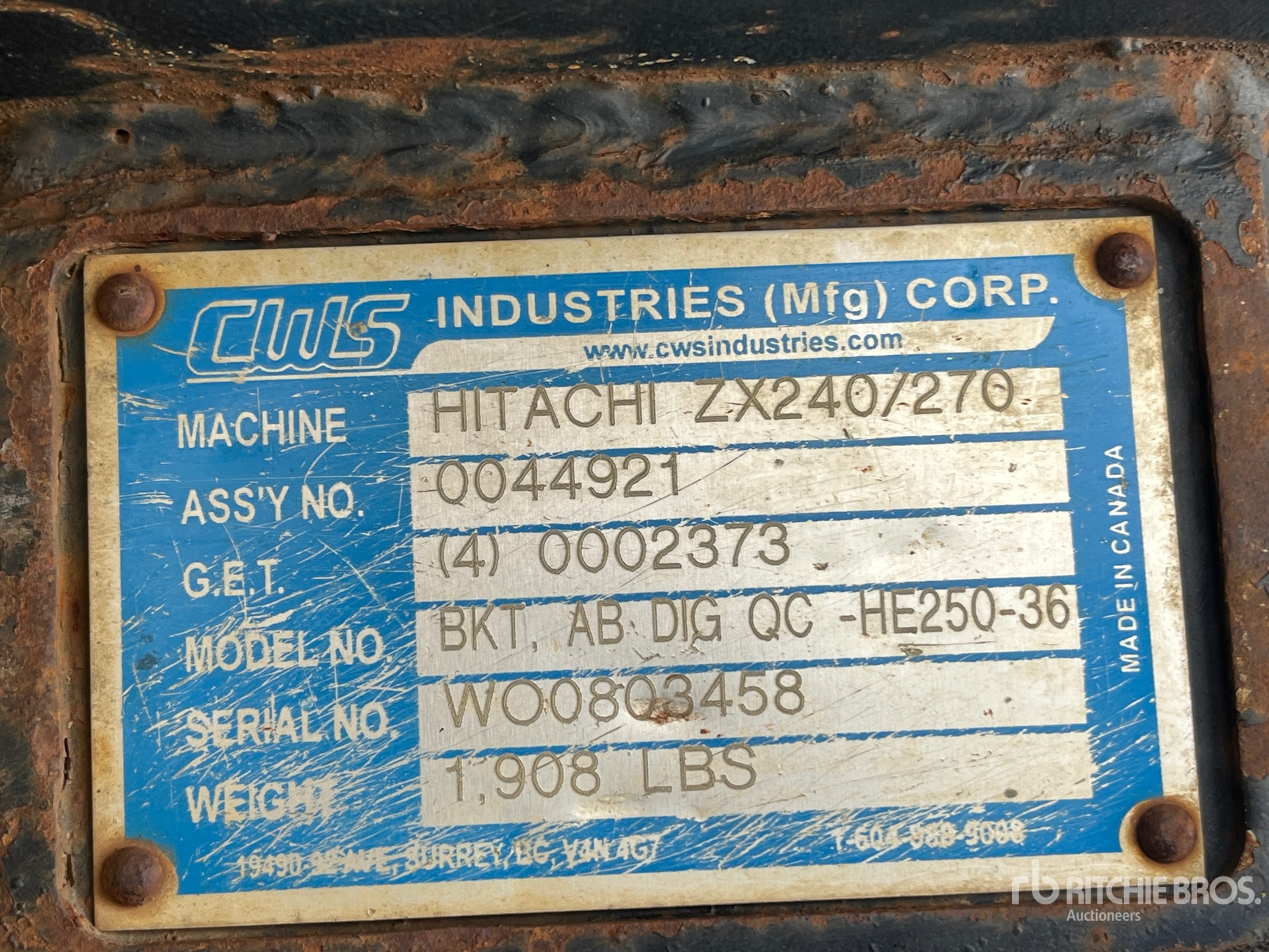 General Appearance with Serial Number / VIN