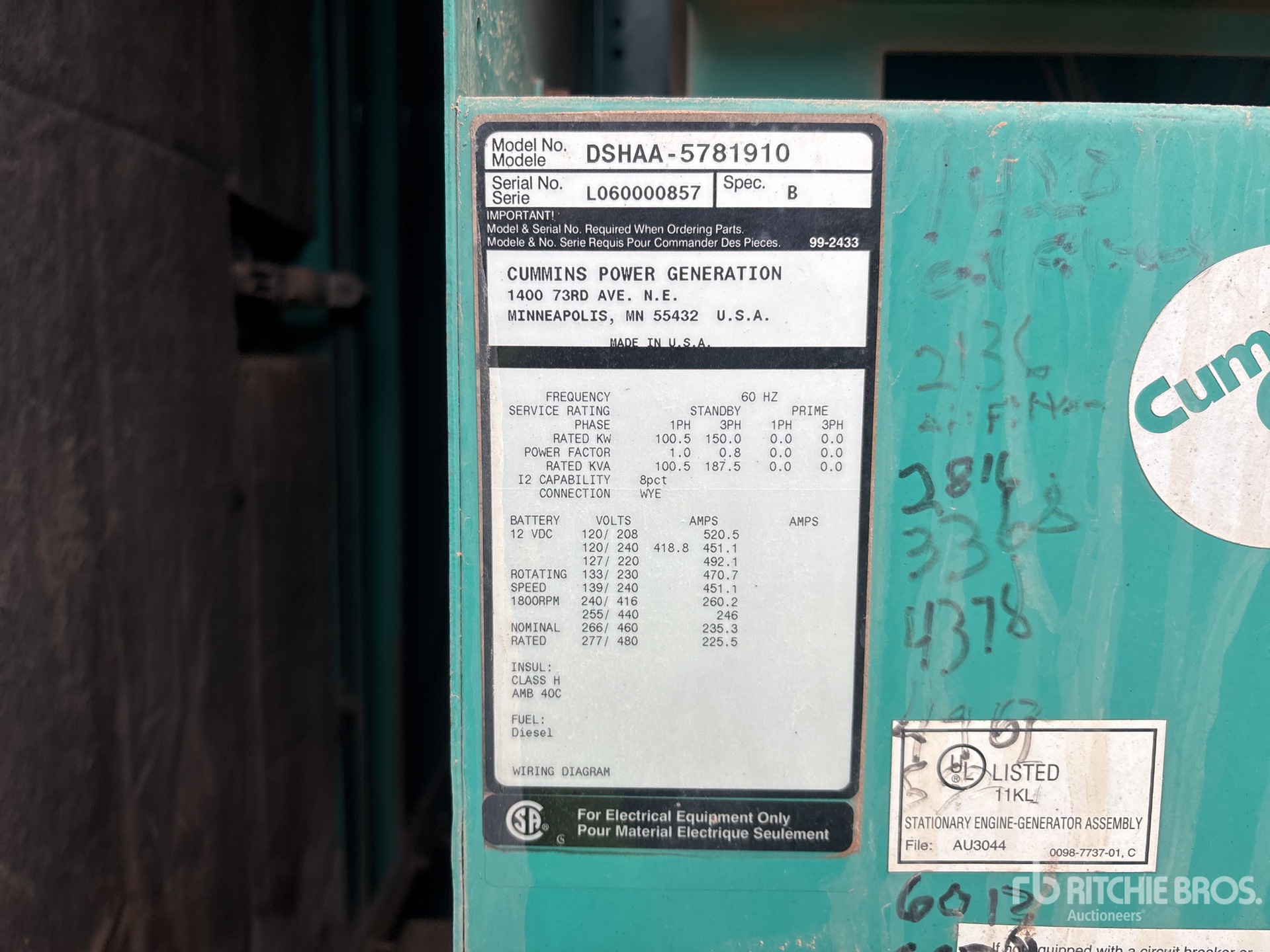 General Appearance with Serial Number / VIN