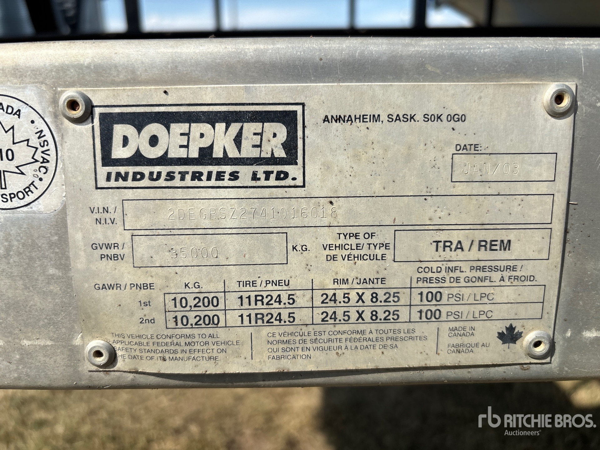 General Appearance with Serial Number / VIN