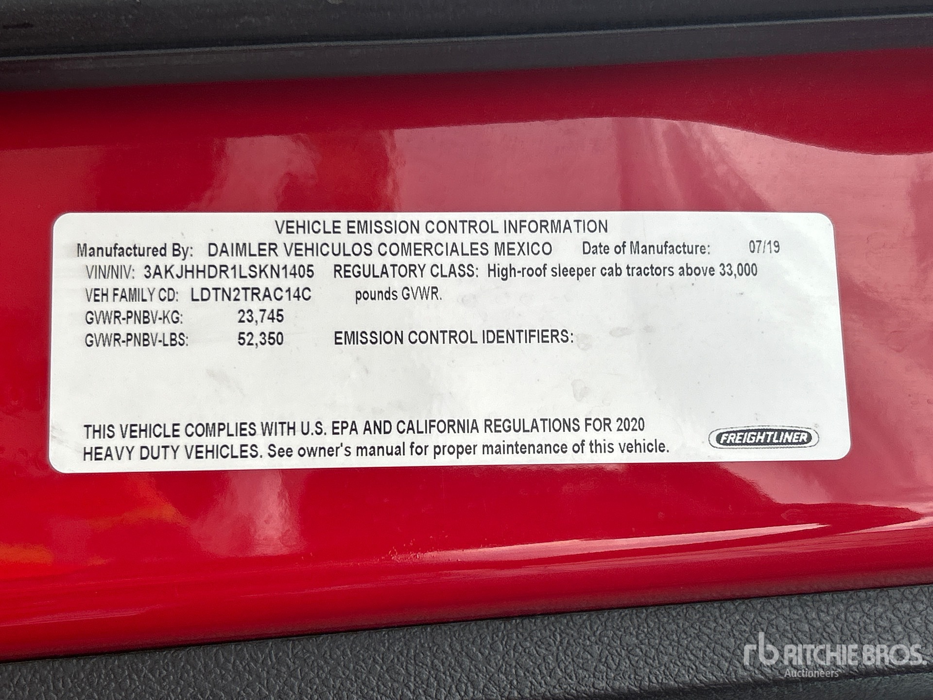 General Appearance with Serial Number / VIN
