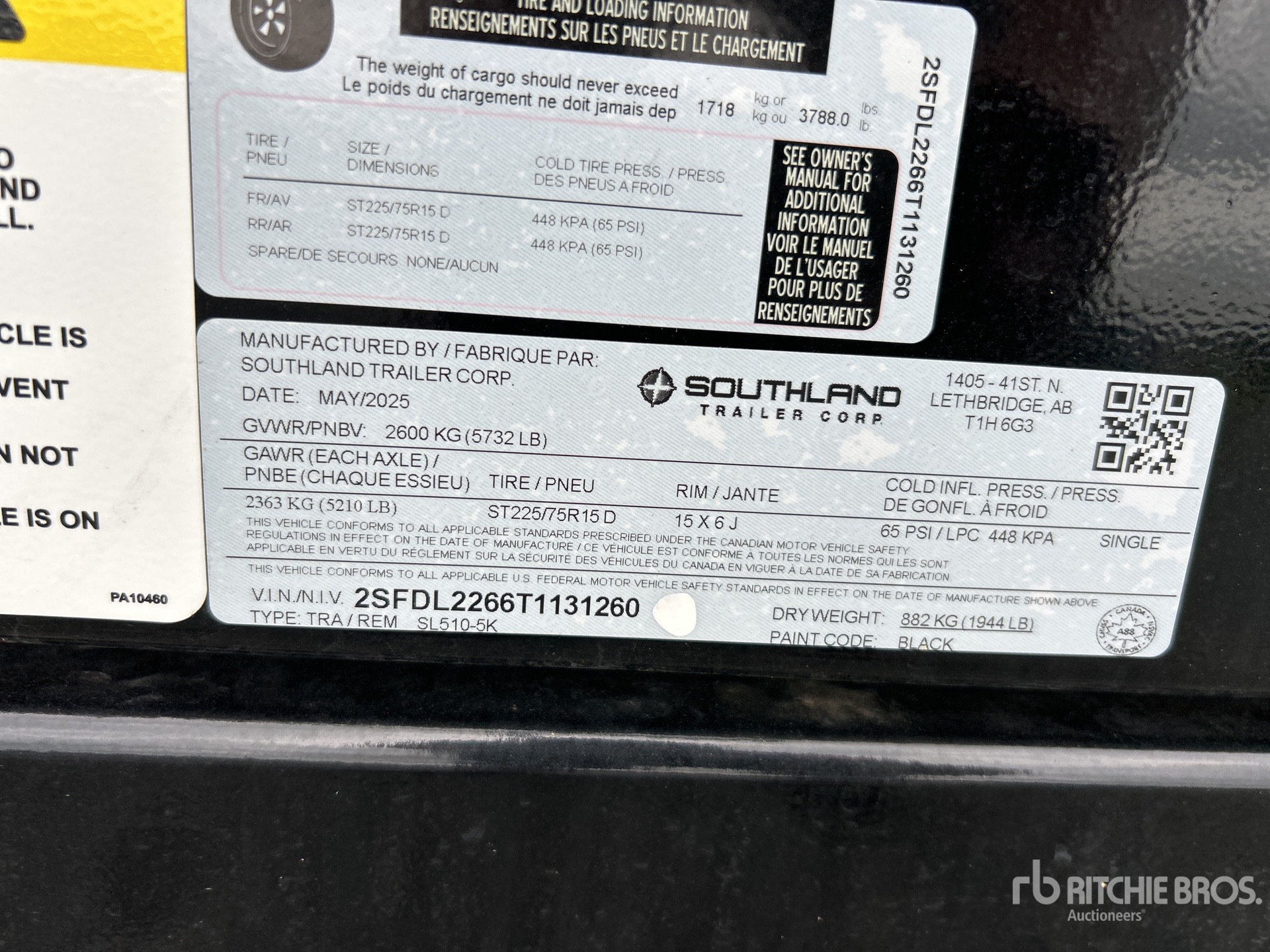 General Appearance with Serial Number / VIN